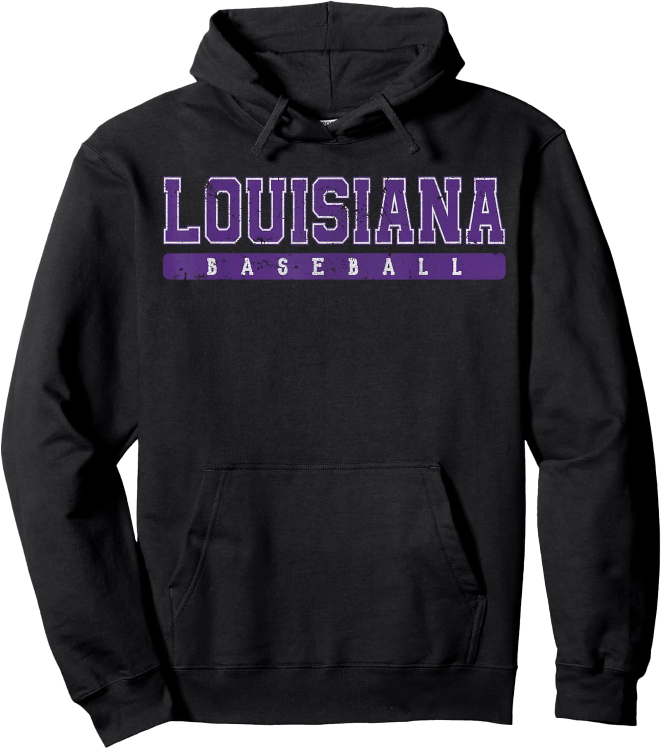 Louisiana Baseball Purple Vintage Text Hoodie - Hoodie | Black