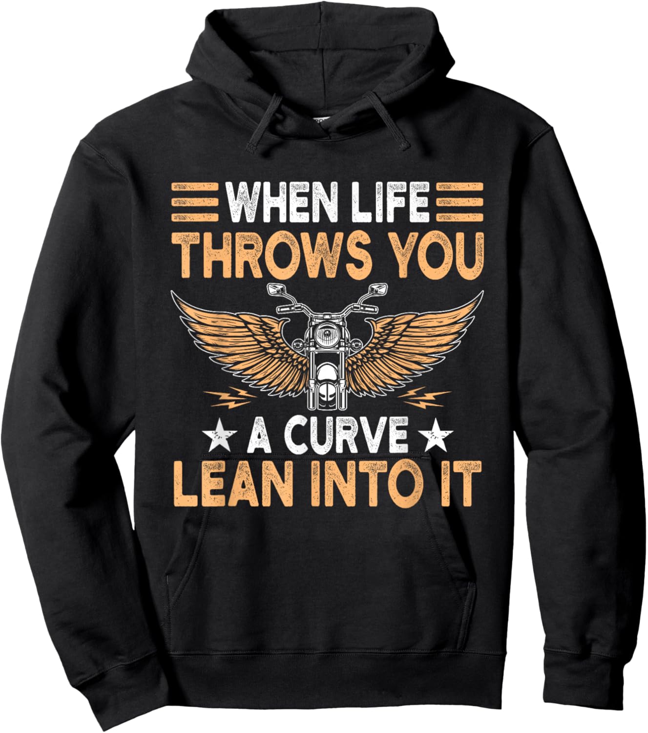 Motorcycle Biker When Life Throws You A Curve Lean Into It Hoodie - Hoodie | Black