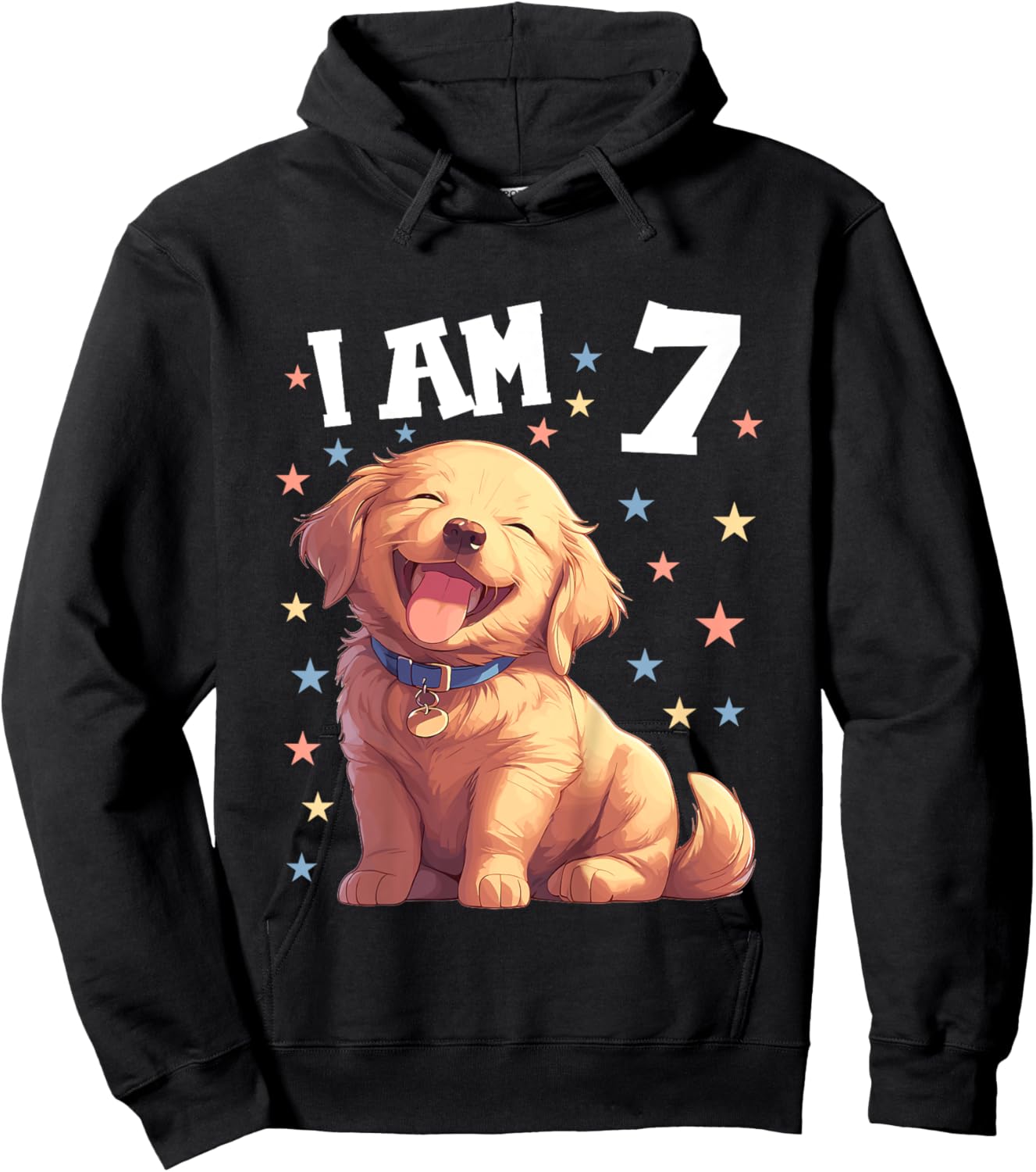 Kids 7 Years old 7th birthday Golden Retrievers Golden Retriever Hoodie - Hoodie | Black