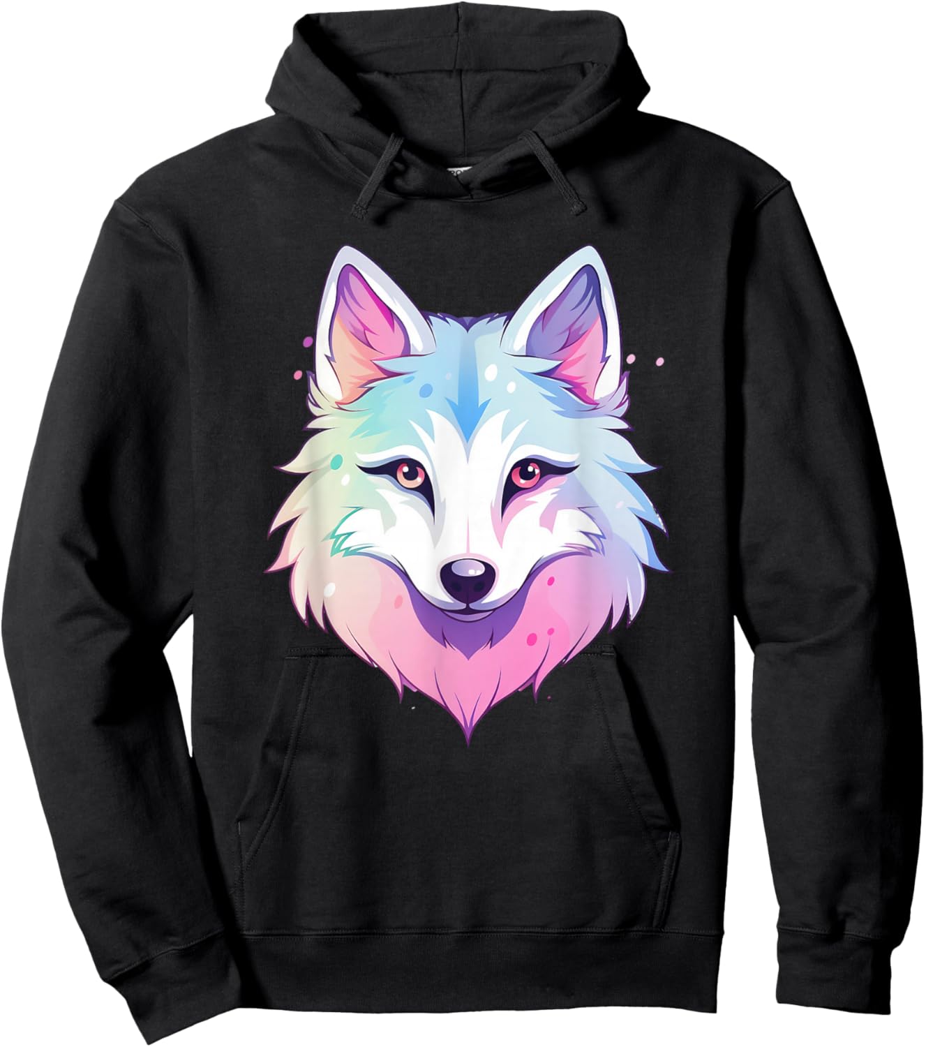 Pastel Wolf I Colourful Wolf Hoodie - Hoodie | Black