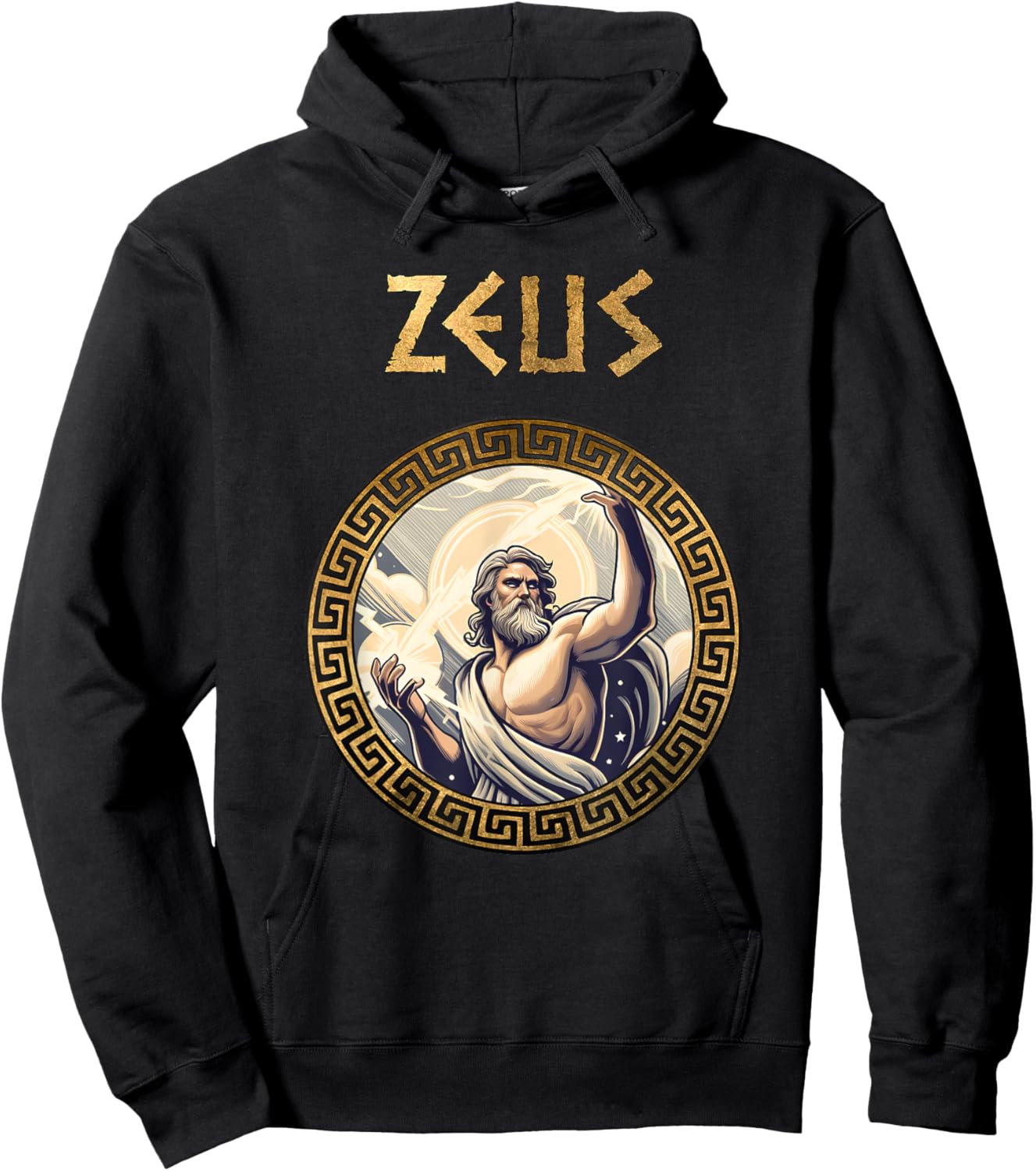 Agema Apparel Zeus Greek God Ancient Greece Mythology , Small, Black Hoodie - Hoodie | Black