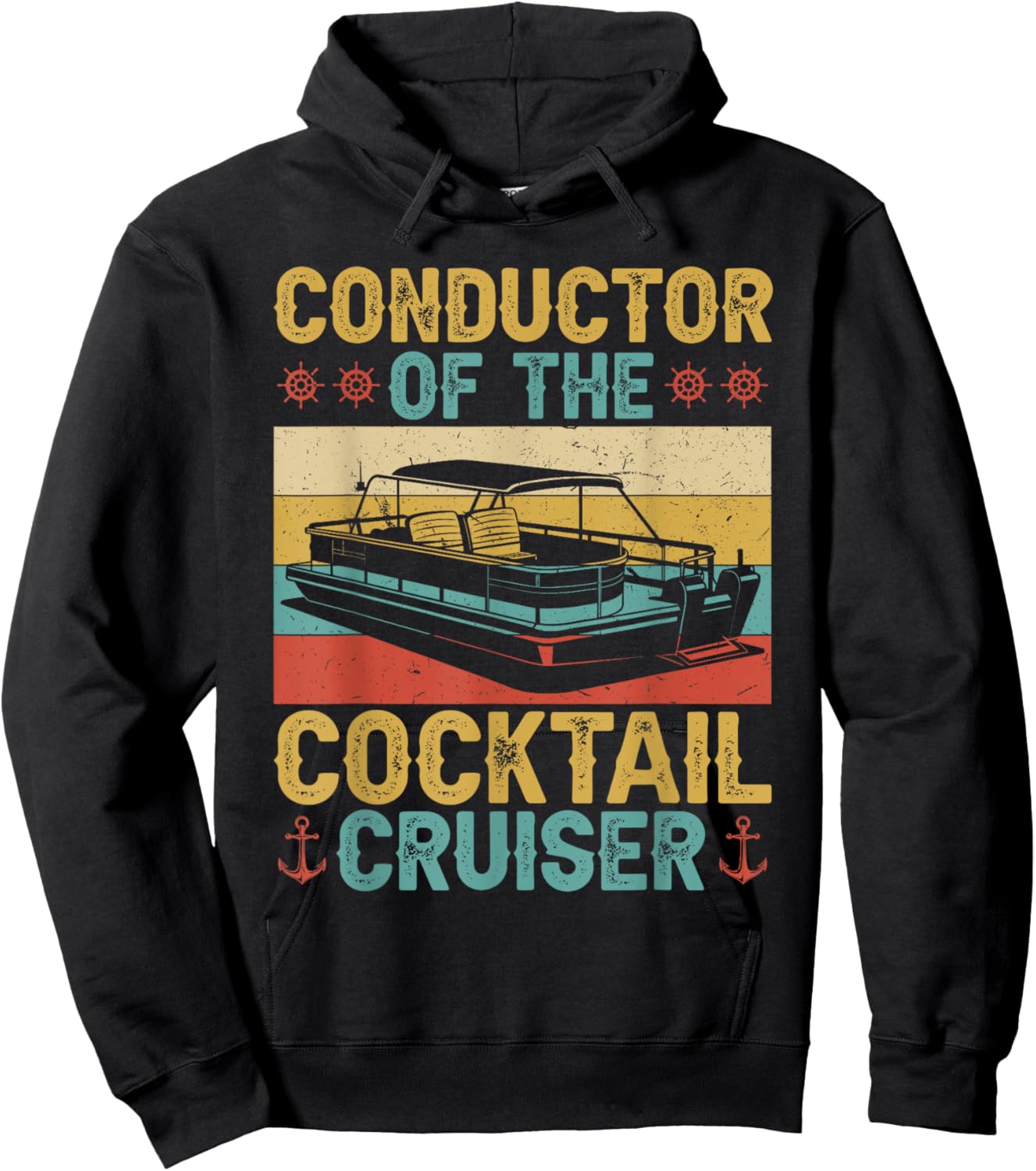 Conductor Cocktail Cruiser Boating Captain Pontoon Boat Hoodie - Hoodie | Black