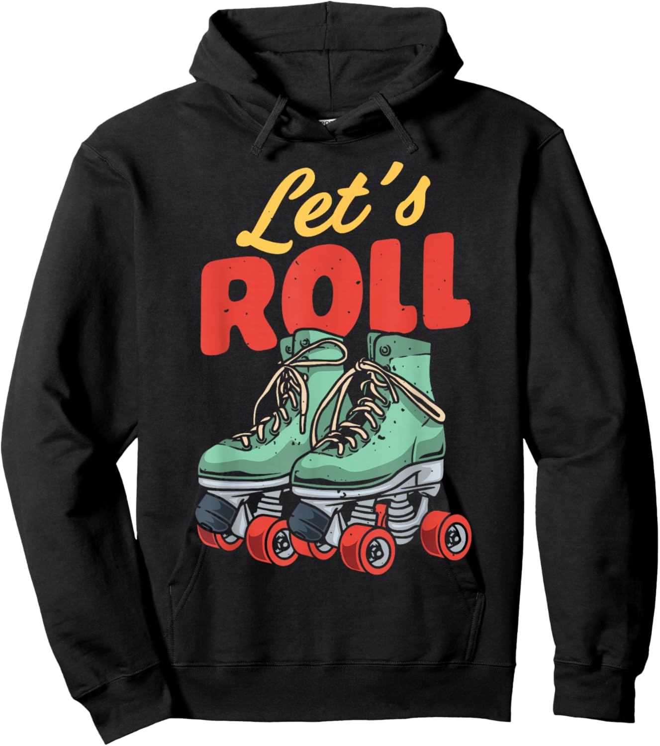 Let's Roll Roller Skating Skate Retro Vintage 70s 80s Hoodie - Hoodie | Black