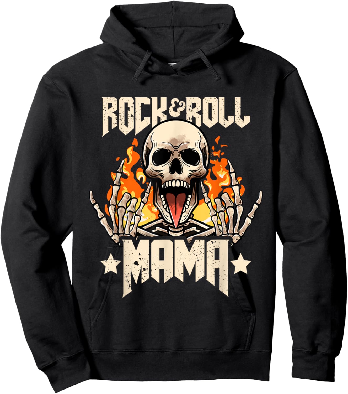 Rock And Roll Mama Mom Vintage Retro Rock&Roll Rock Concert Hoodie - Hoodie | Black