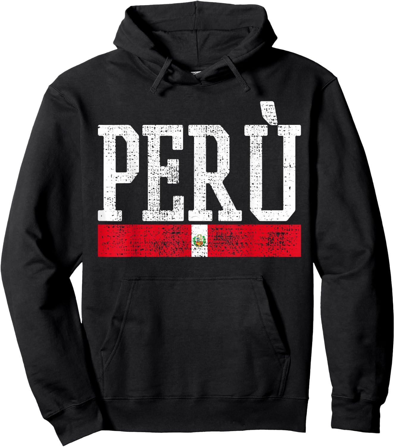 Peru Peruvian National Flag Country Vintage Hoodie - Hoodie | Black