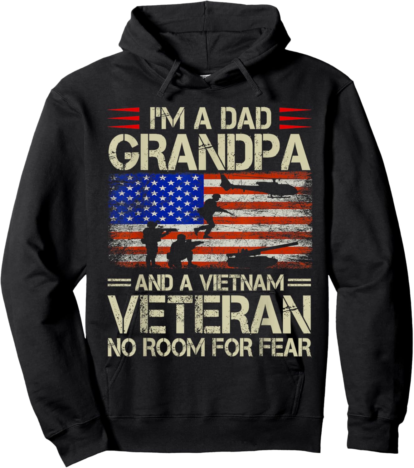 I'm A Dad Grandpa And Vietnam Veteran Retro Papa Grandpa Hoodie - Hoodie | Black