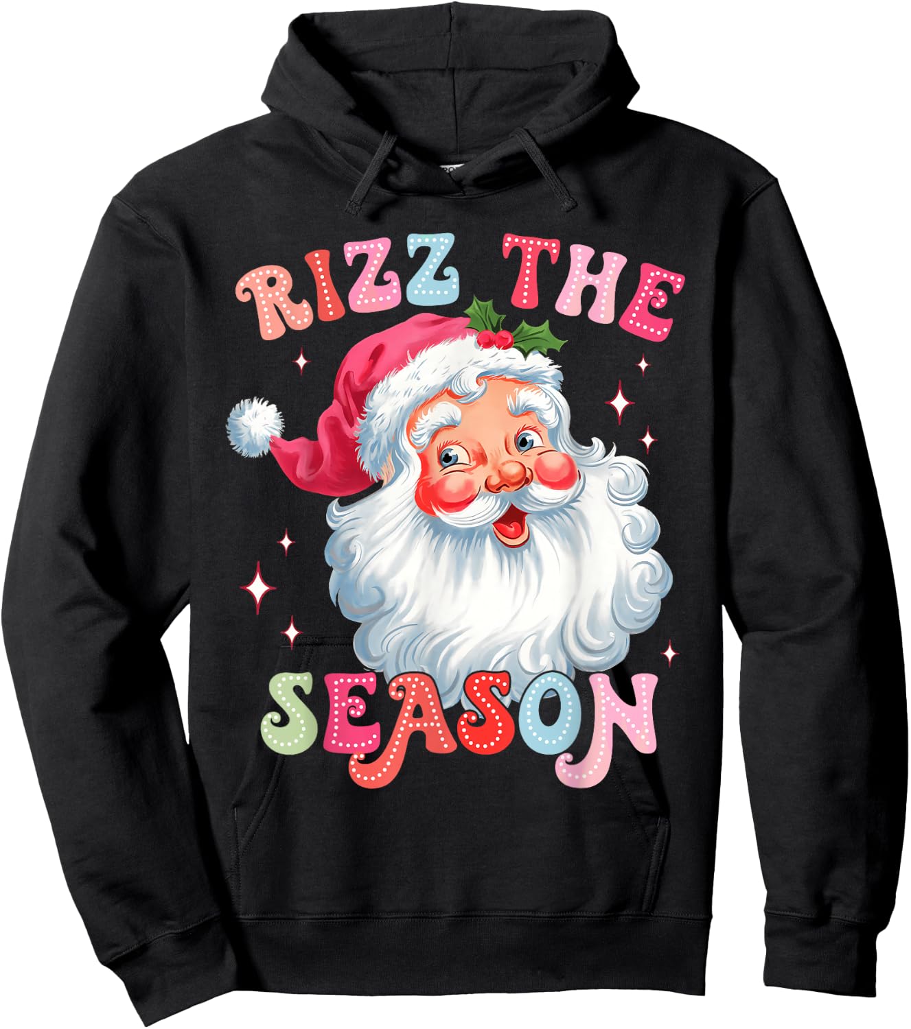 Rizz the Season Funny Christmas Rizzmas Santa Claus Rizzler Hoodie - Hoodie | Black