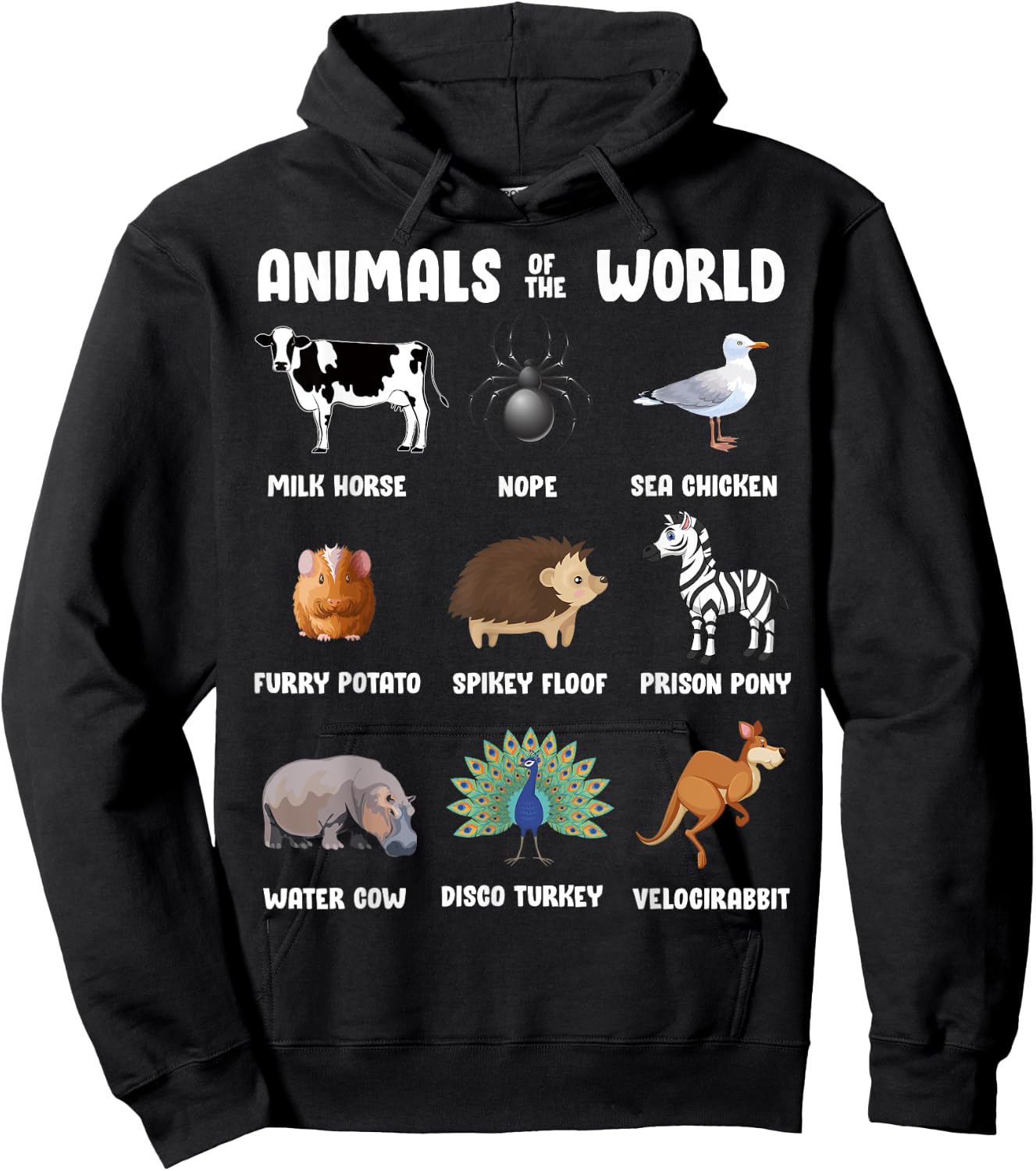 Animals Of The World Gift Funny Rare Animals Memes Hoodie - Hoodie | Black