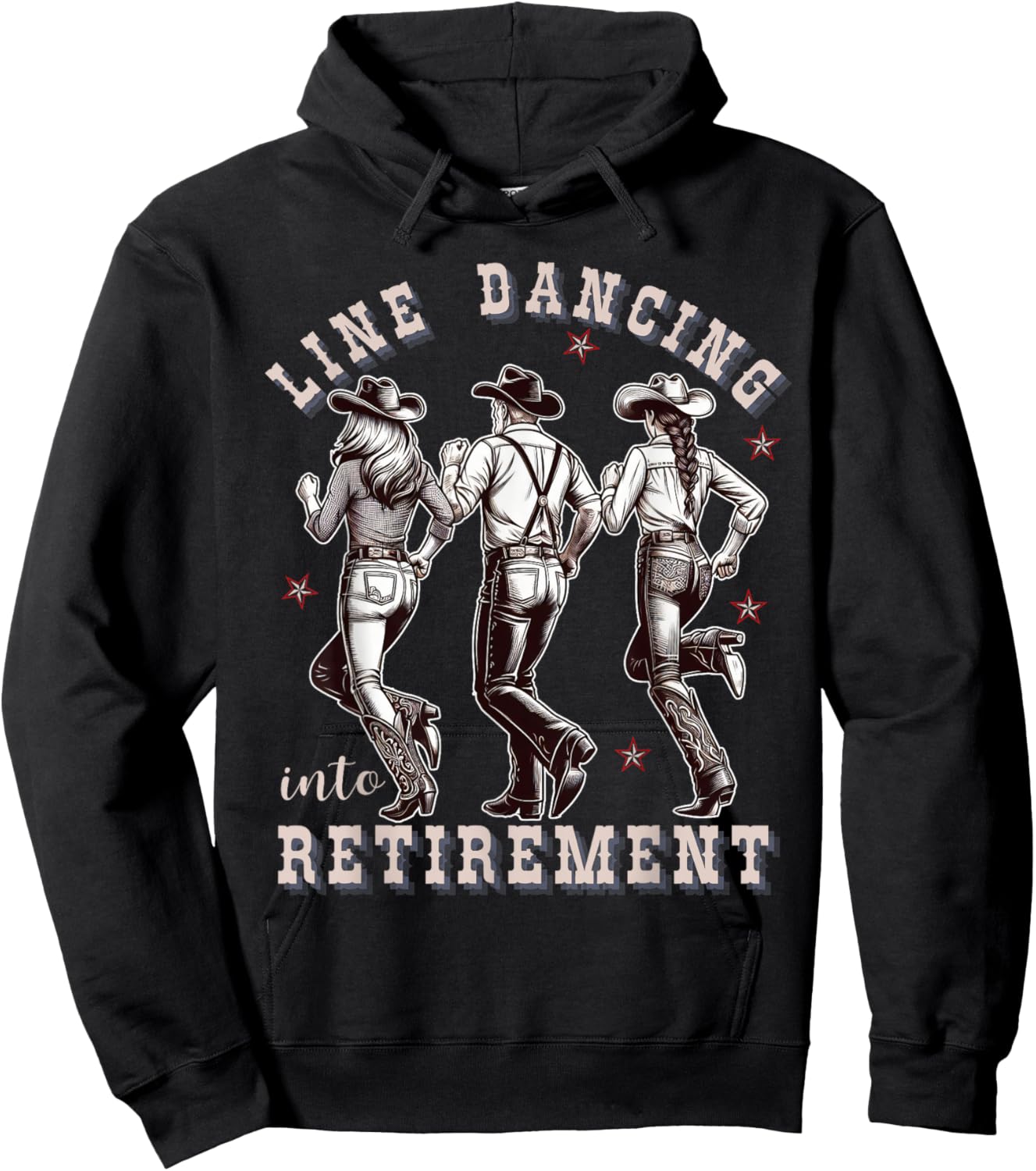 Line Dancing into Retirement Western Cowboy Cowgirl Dance Hoodie - Hoodie | Black