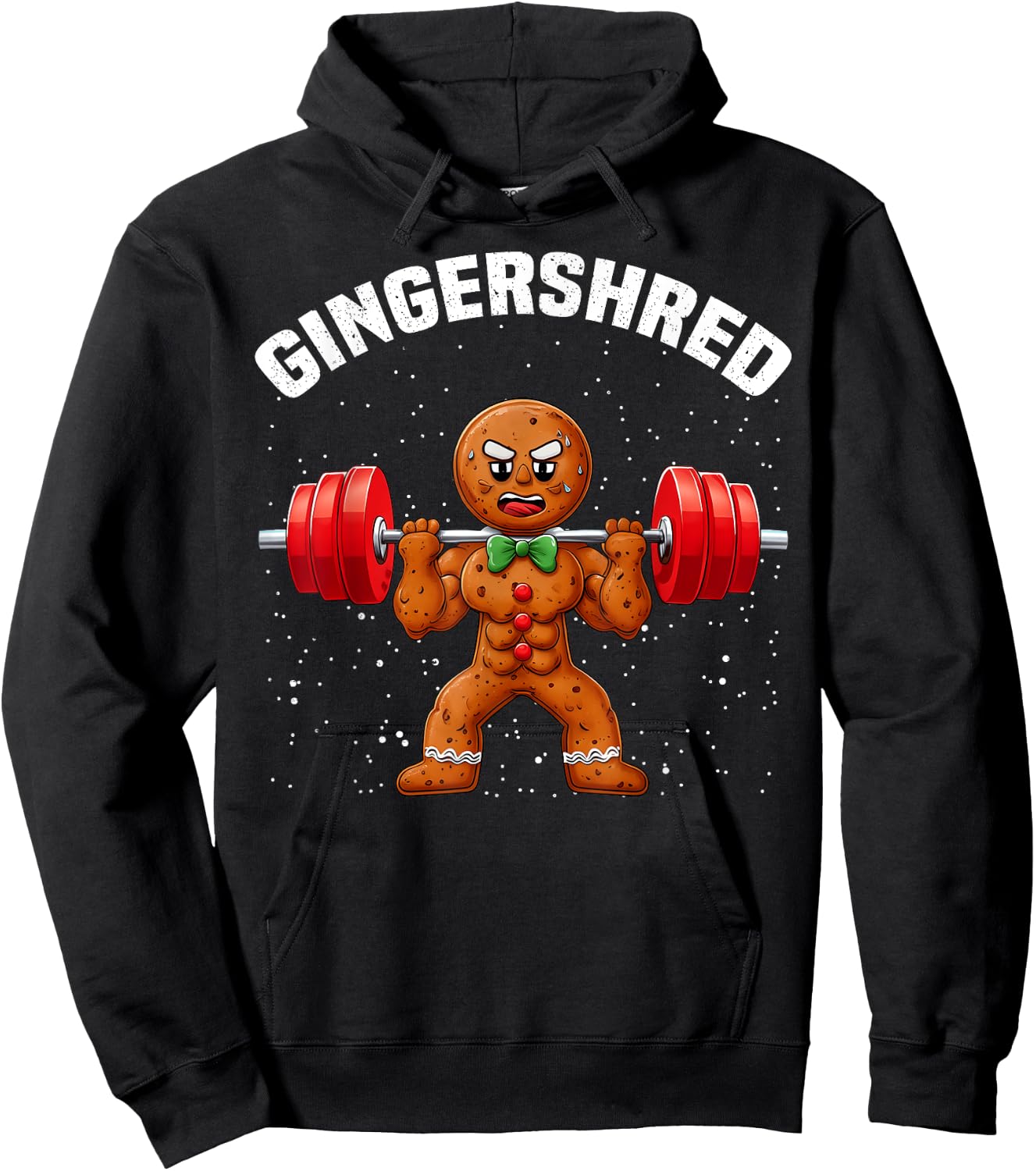 Gingershred Funny Gingerbread Man Gym Bodybuilding Christmas Hoodie - Hoodie | Black