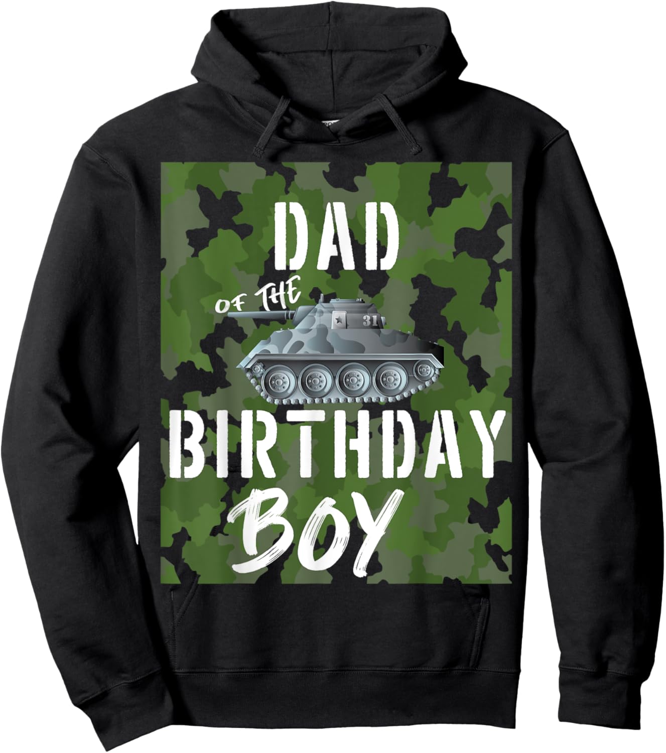 Dad Of The Birthday Boy Military Tank Matching Family Hoodie - Hoodie | Black