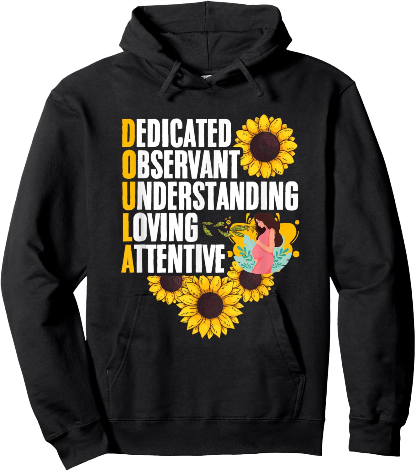 Sunflower Childbirth Birth Support Midwife Labor Doula Hoodie - Hoodie | Black