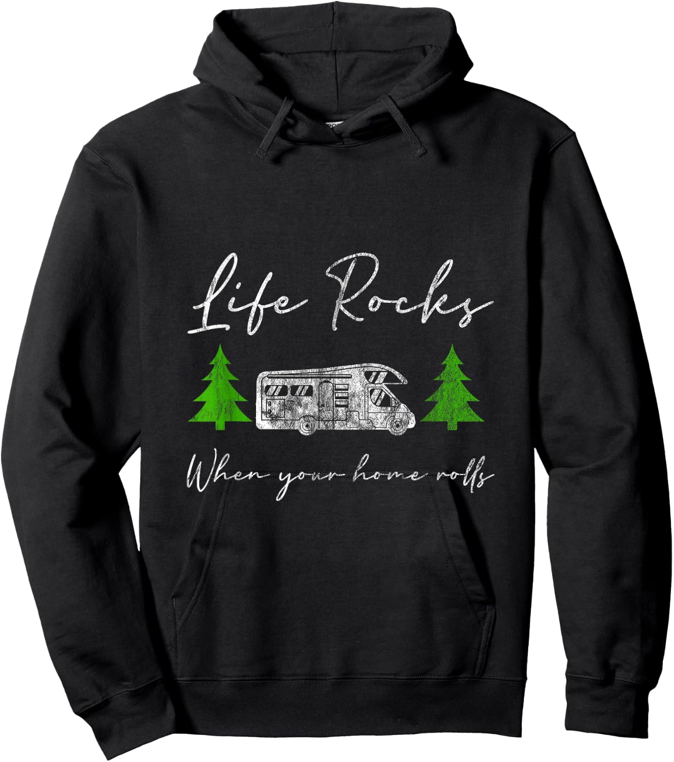 Life Rocks When Your Home Rolls Camper Life RV Gift Hoodie - Hoodie | Black