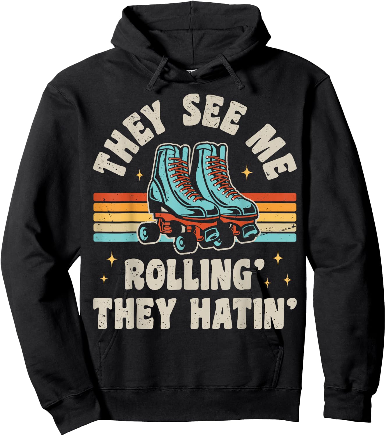 Roller Skating They See Me Rollin' They Hatin' Skater Skate Hoodie - Hoodie | Black