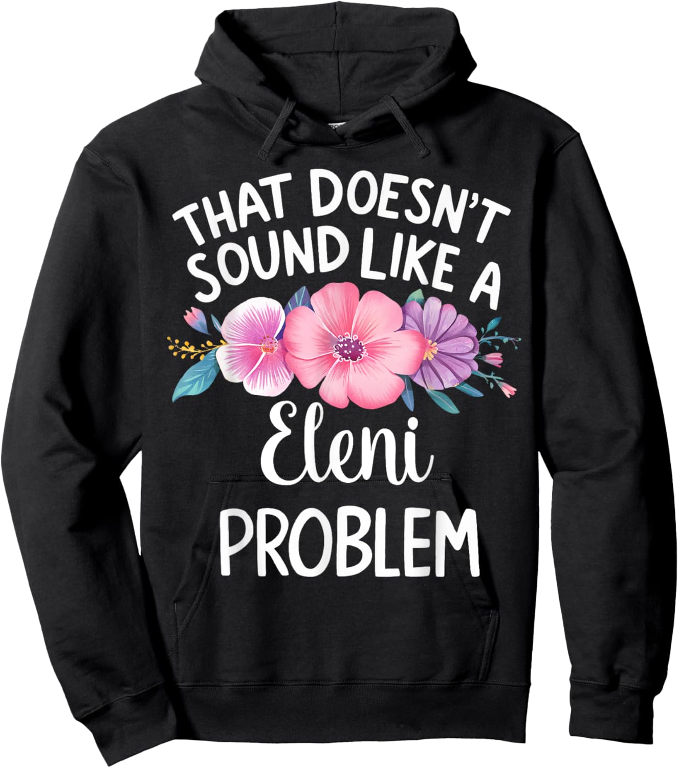 ELENI Personalized Cute Flower Girls ELENI Name Hoodie - Hoodie | Black