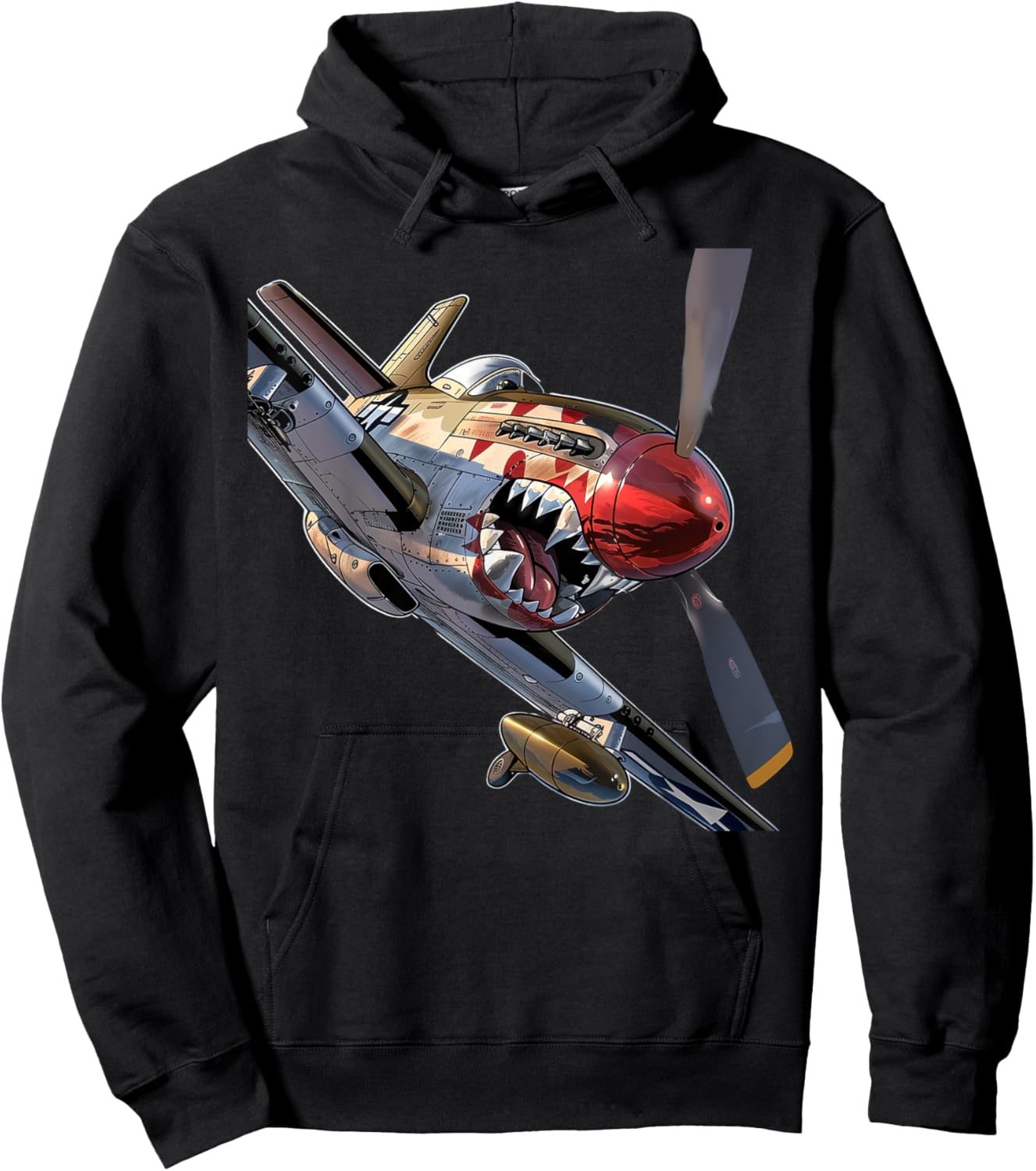 Fun Cartoon P-51 Fighter Plane Aircraft Warbird Hobbyist Hoodie - Hoodie | Black