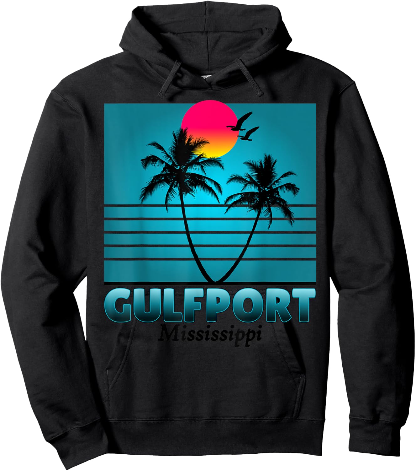 Gulfport Mississippi Holiday Retro Vintage Gift Hoodie - Hoodie | Black