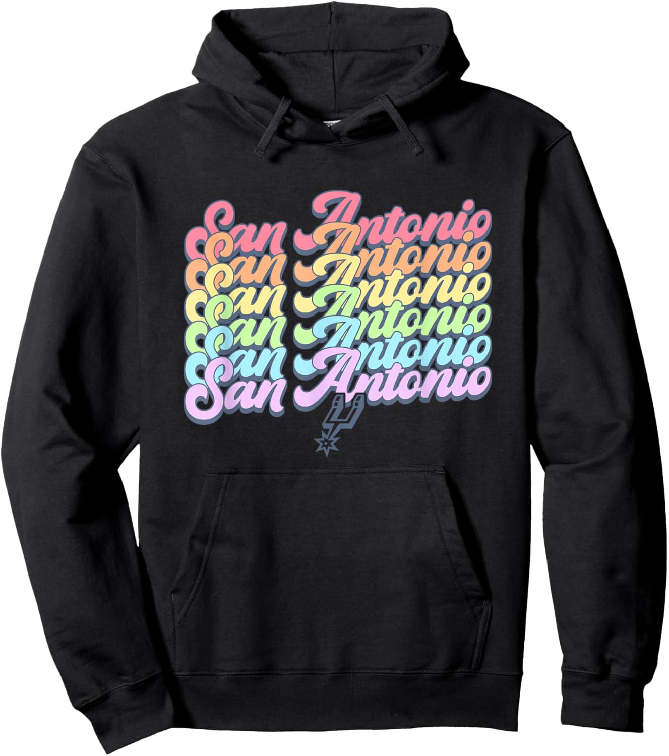 NBA San Antonio Spurs Pastel Rainbow Pride Stack Hoodie - Hoodie | Black