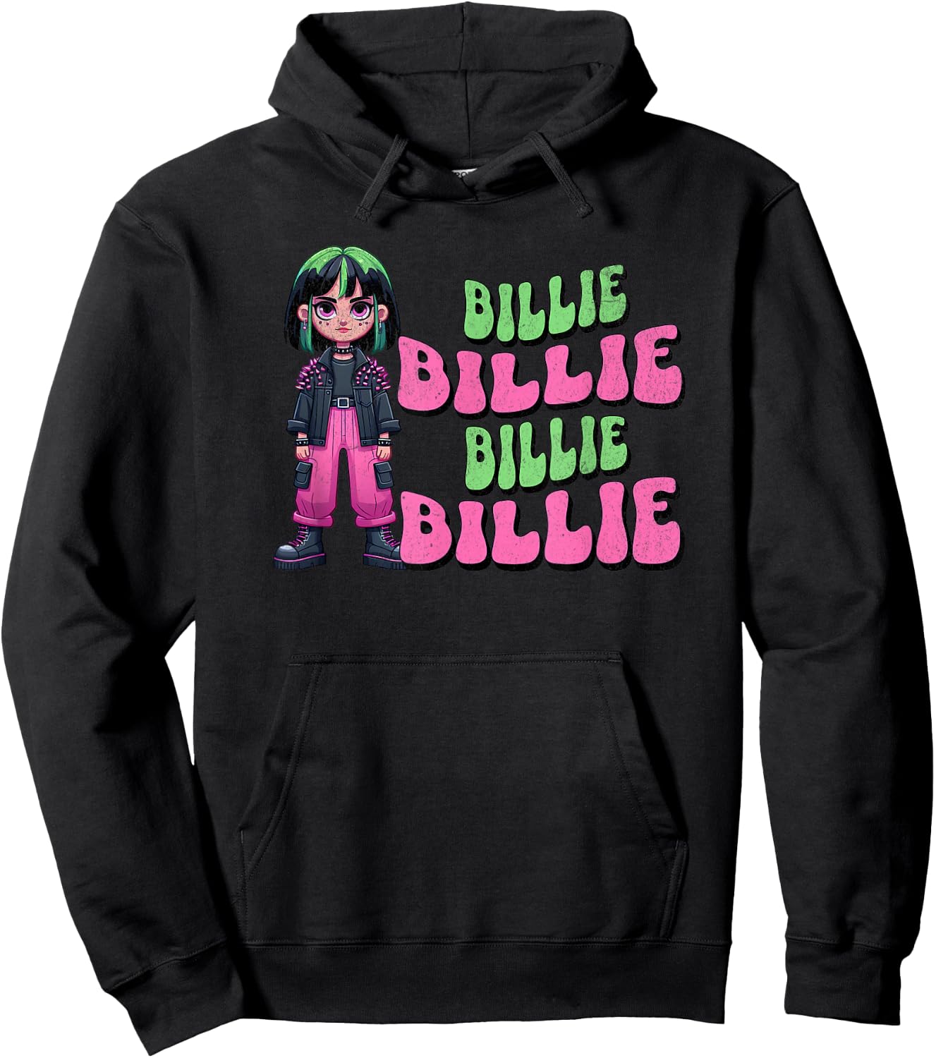 Retro Billie First Name Proud Personalized Vintage Punk T Hoodie - Hoodie | Black