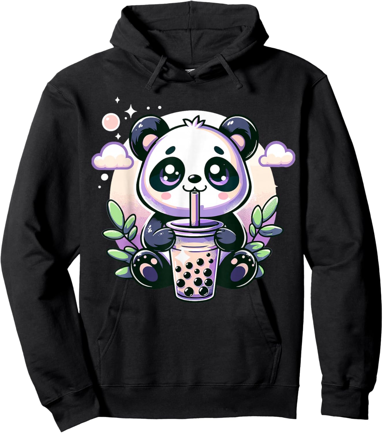 Kawaii Panda Anime Boba Drink Bubble Tea Kids Teen Girl Boy Hoodie - Hoodie | Black