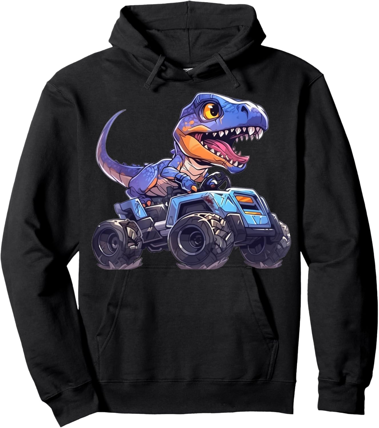 Monster Truck Shark Dinosaur T rex for Toddlers Kids Hoodie - Hoodie | Black