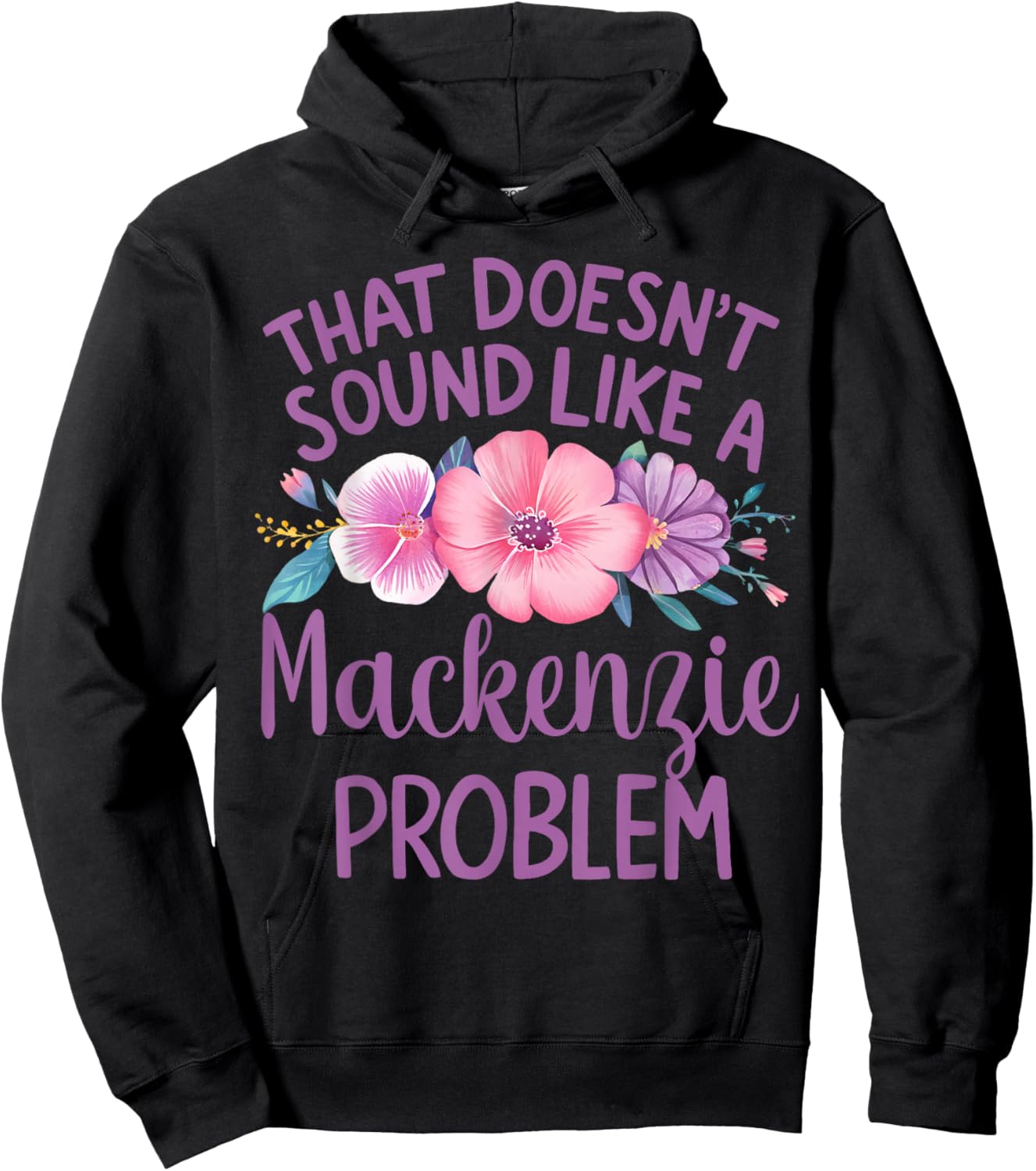 Mackenzie Personalized Cute Flower Girls Mackenzie Name Hoodie - Hoodie | Black
