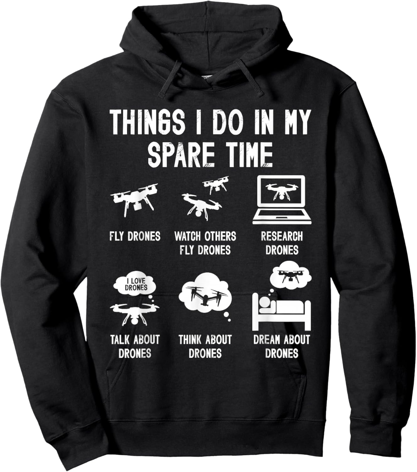 Things I Do In My Spare Time Fly Fpv Quadcopter Drone Racing Hoodie - Hoodie | Black