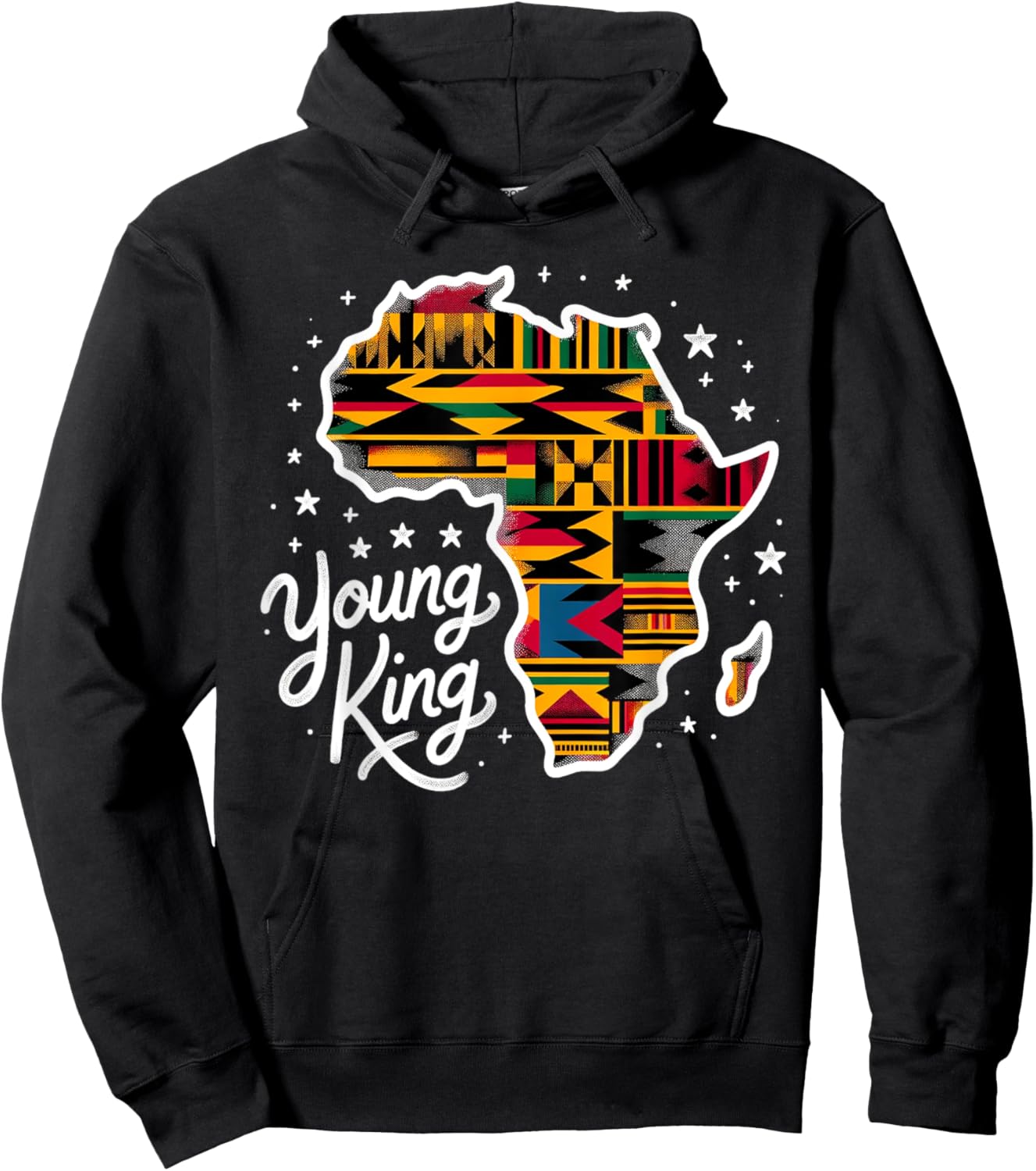 Boys African Kente Print Clothes Kids Young King Kente Youth Hoodie - Hoodie | Black