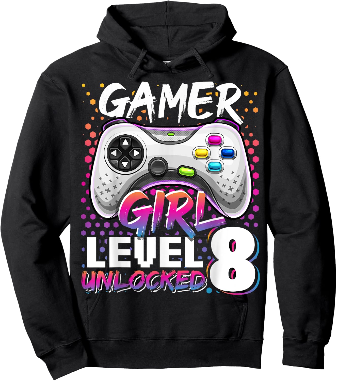 Gamer Girl Level 8 Unlocked Video Game 8th Birthday Gift Hoodie - Hoodie | Black