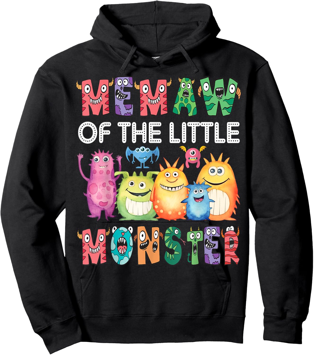 Memaw Of The Little Monster Kids 1St Birthday Party Hoodie - Hoodie | Black