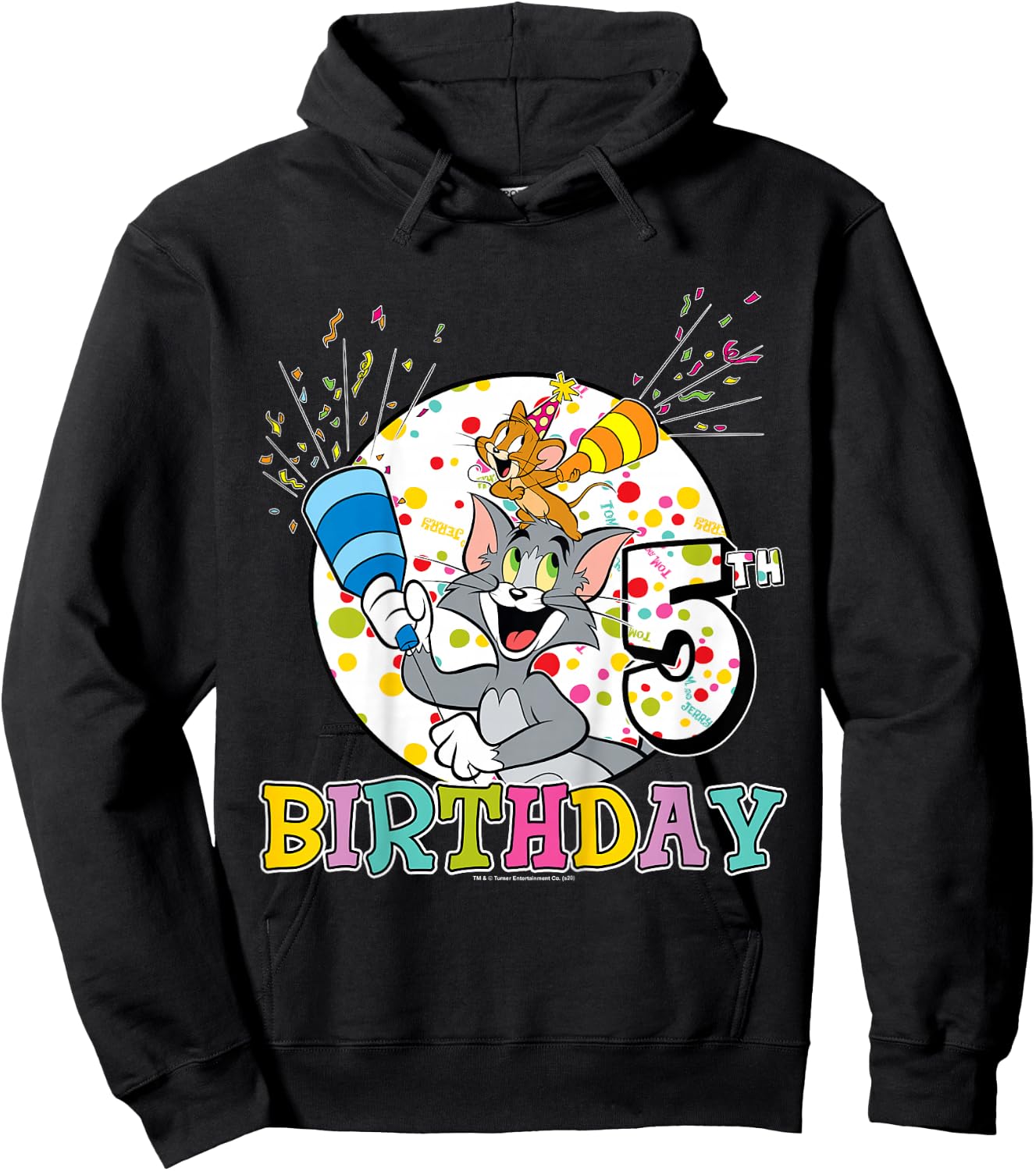 Kids Tom and Jerry 5th Birthday Portrait Hoodie - Hoodie | Black