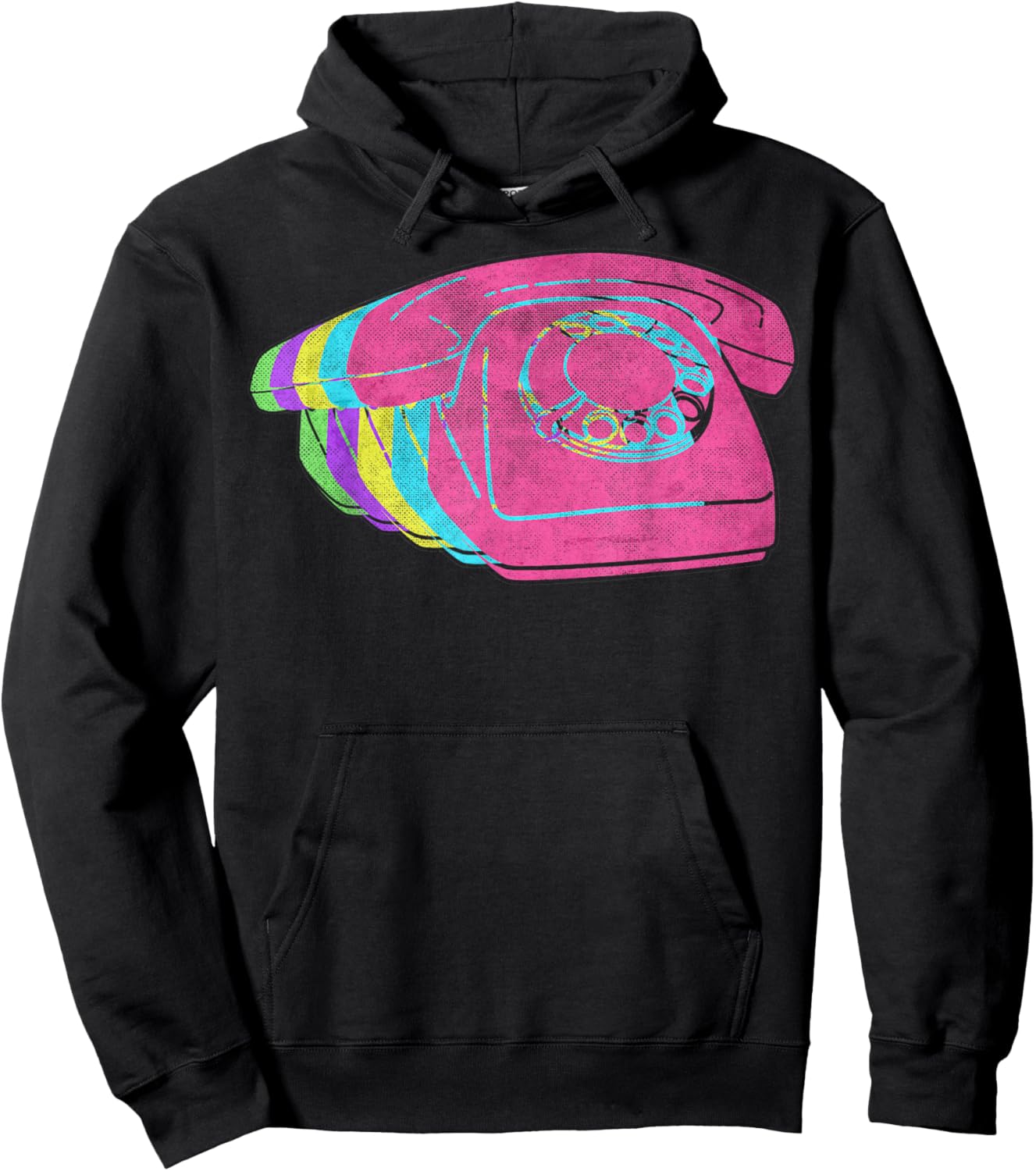 Phone Telephone Classic. 80s. Colors. 1980s. Hoodie - Hoodie | Black