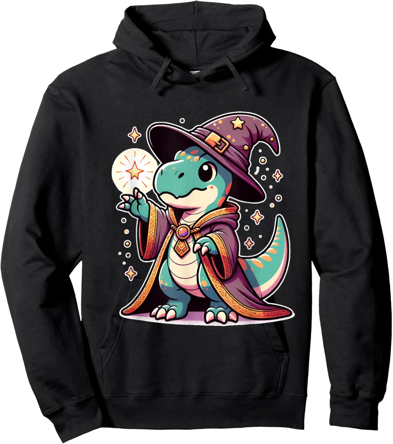 Halloween wizard funny dinosaur Hoodie - Hoodie | Black