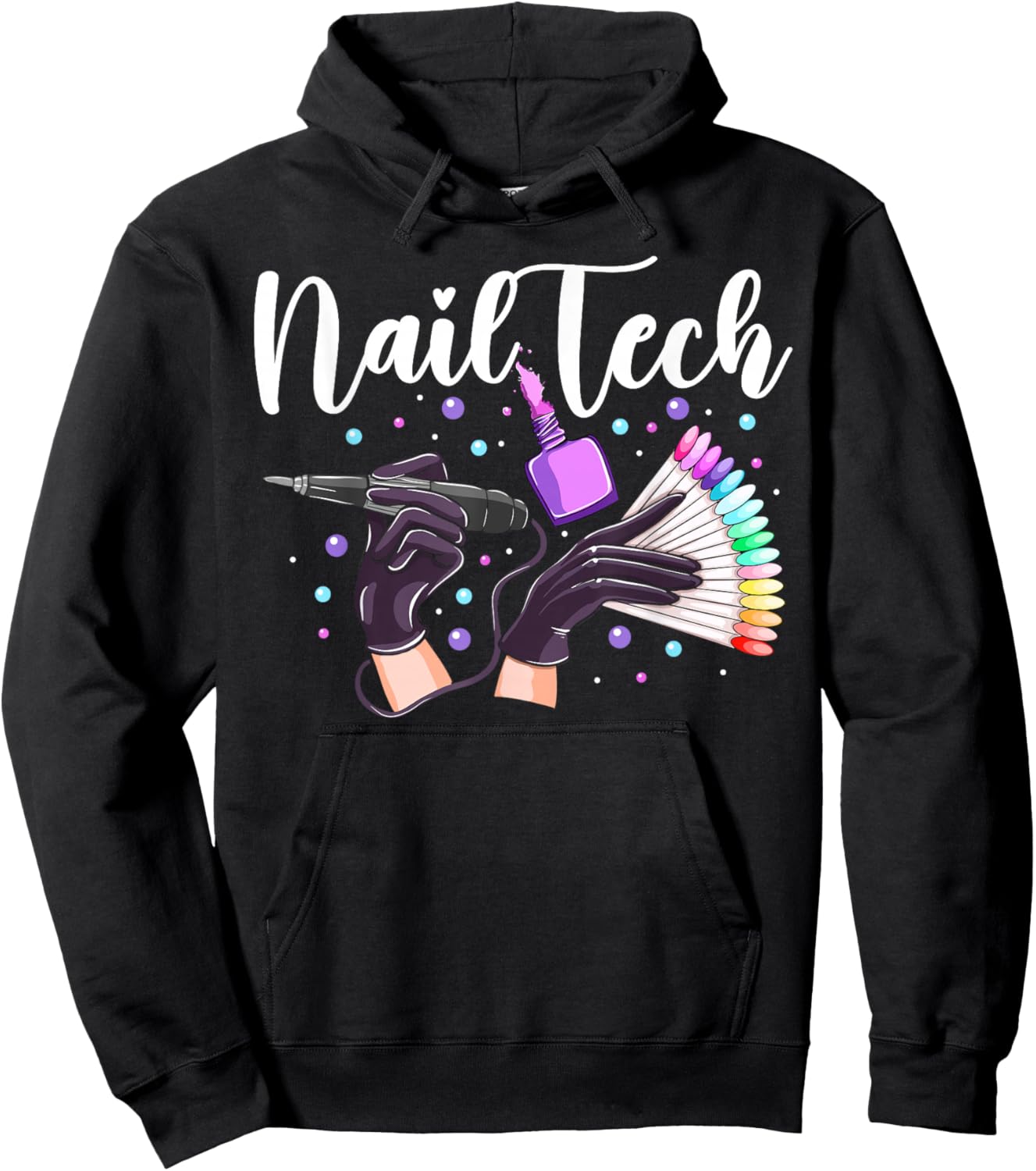Nail Tech Quote Work Uniform Nail Polish Lips Mouth Nail Hoodie - Hoodie | Black