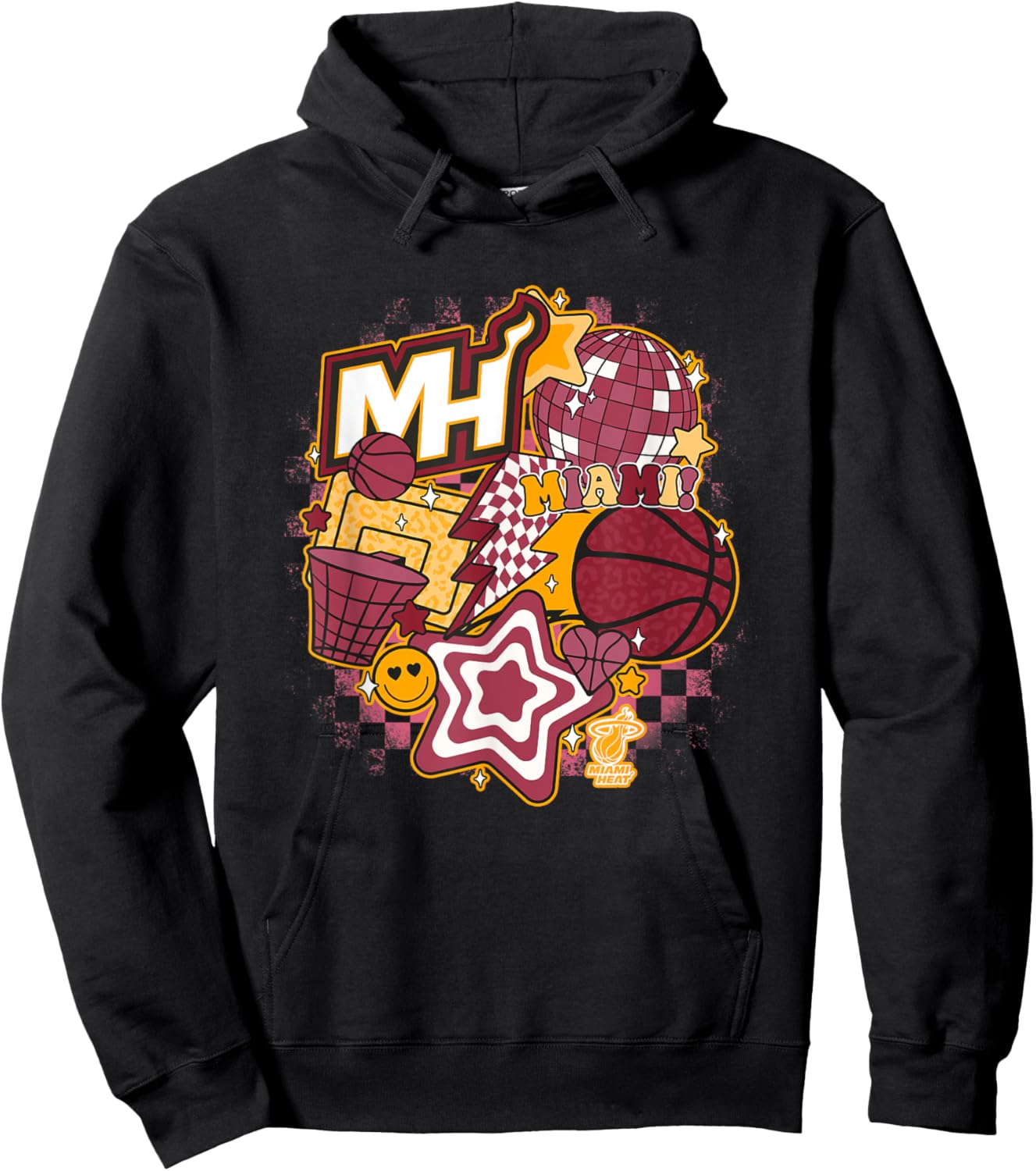 NBA Miami Heat Psychedelic Basketball Collage Hoodie - Hoodie | Black