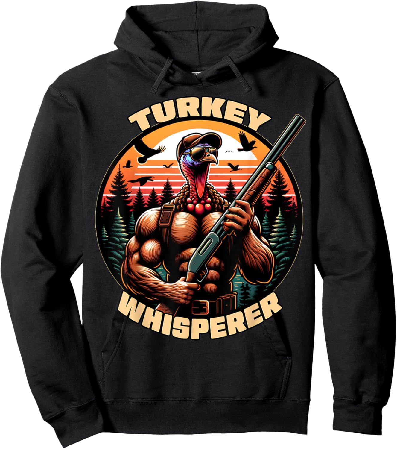 Turkey Whisperer Funny Turkey Hunting Season Men Women Kids Hoodie - Hoodie | Black