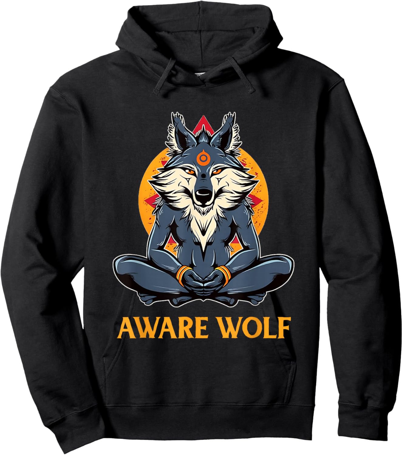 Awarewolf Aware Wolf Yoga Meditation Namaste Yogi Workout Hoodie - Hoodie | Black