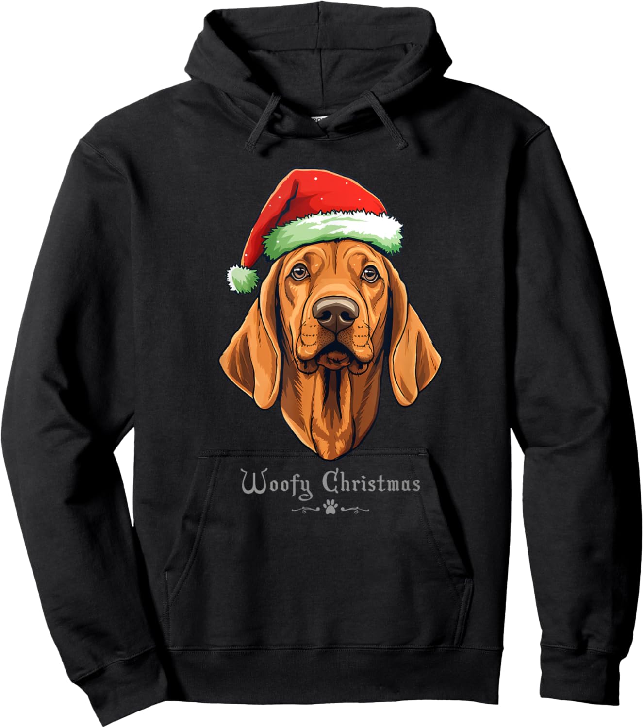 Redbone Coonhound Dog Funny Woofy Christmas Simple Design Women Kids Hoodie - Hoodie | Black