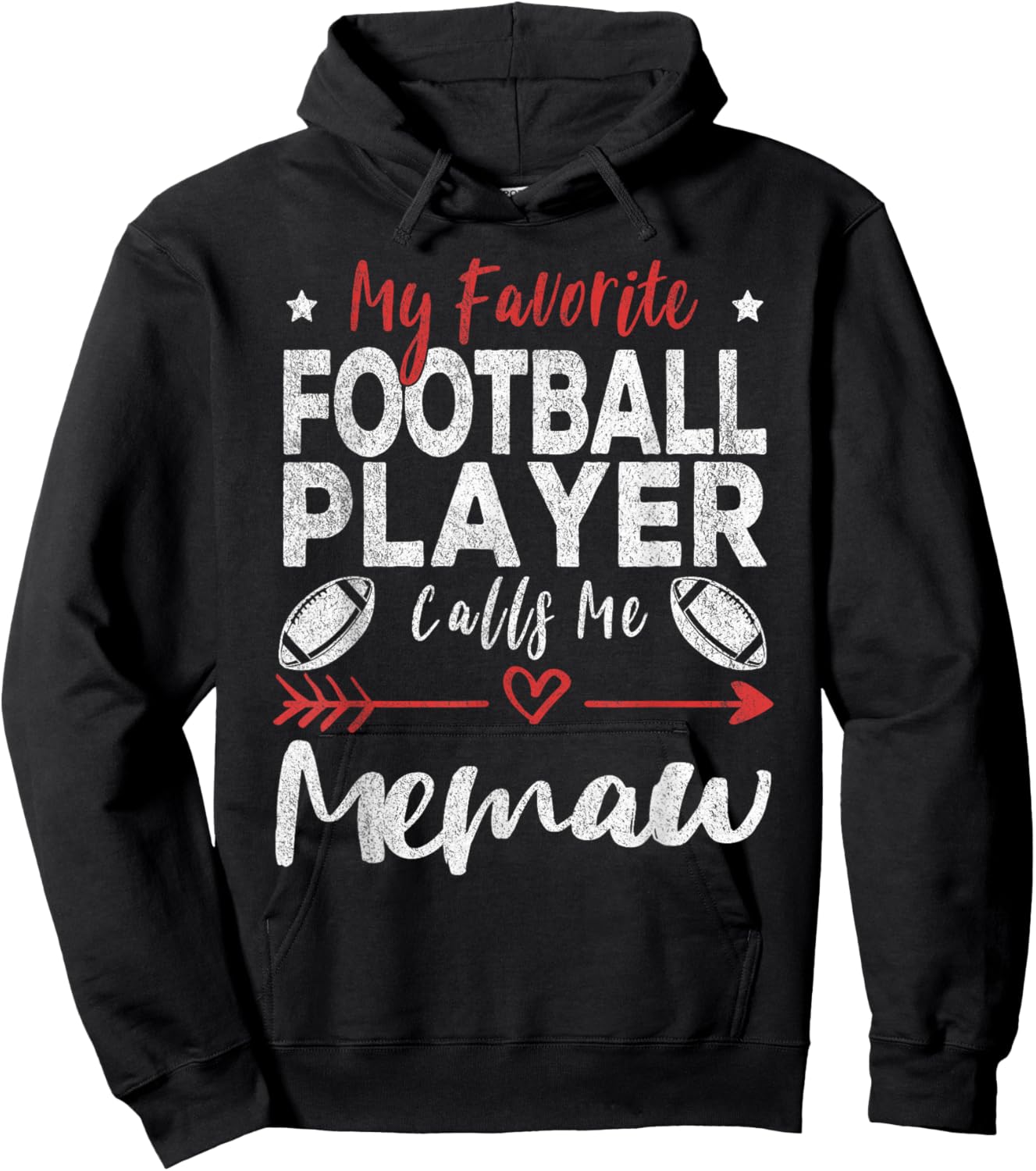 My Favorite Football Player Calls Me Memaw Football Grandma Hoodie - Hoodie | Black