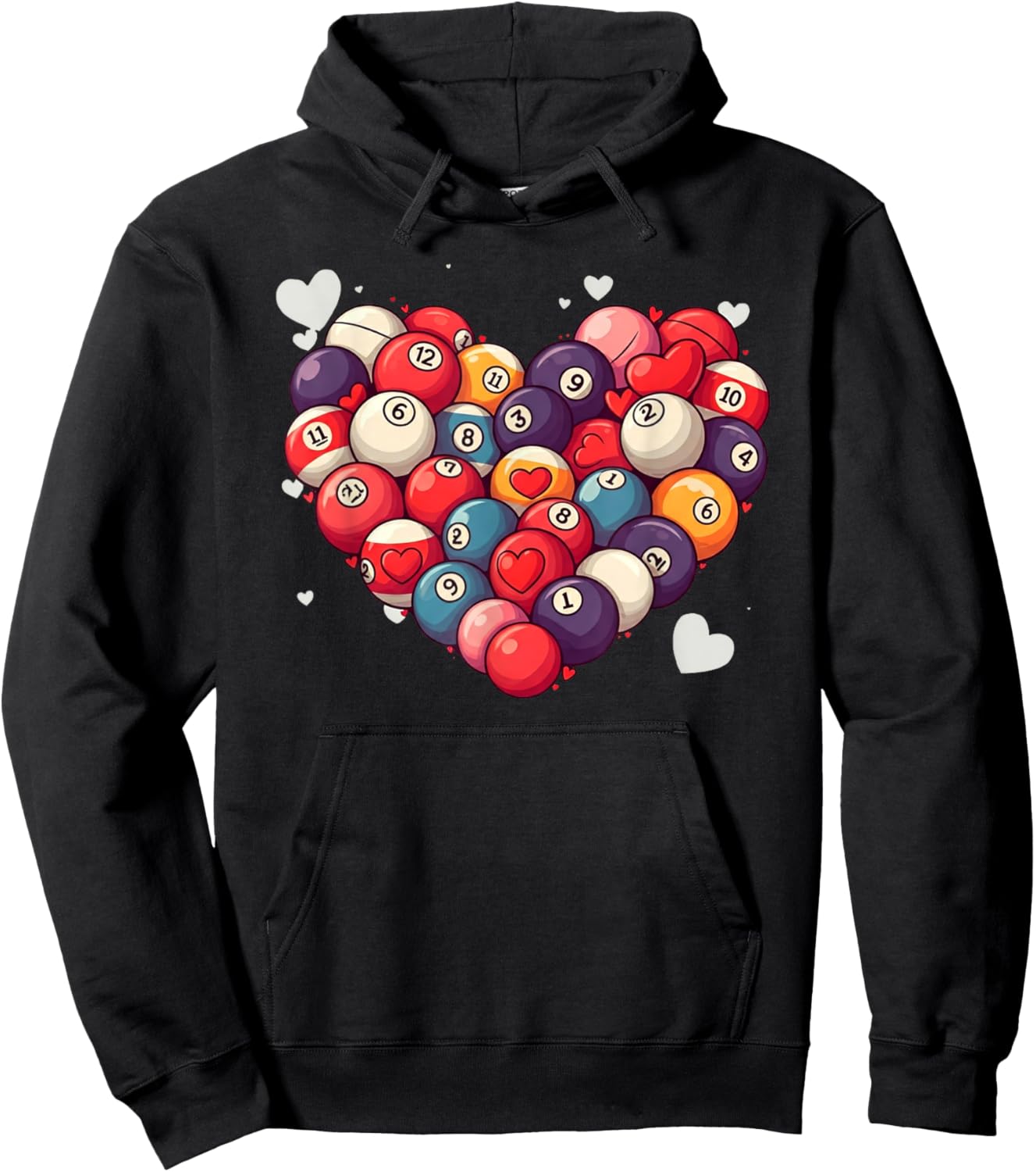 Funny Billiards Heart Valentine Billiard Kids Hoodie - Hoodie | Black
