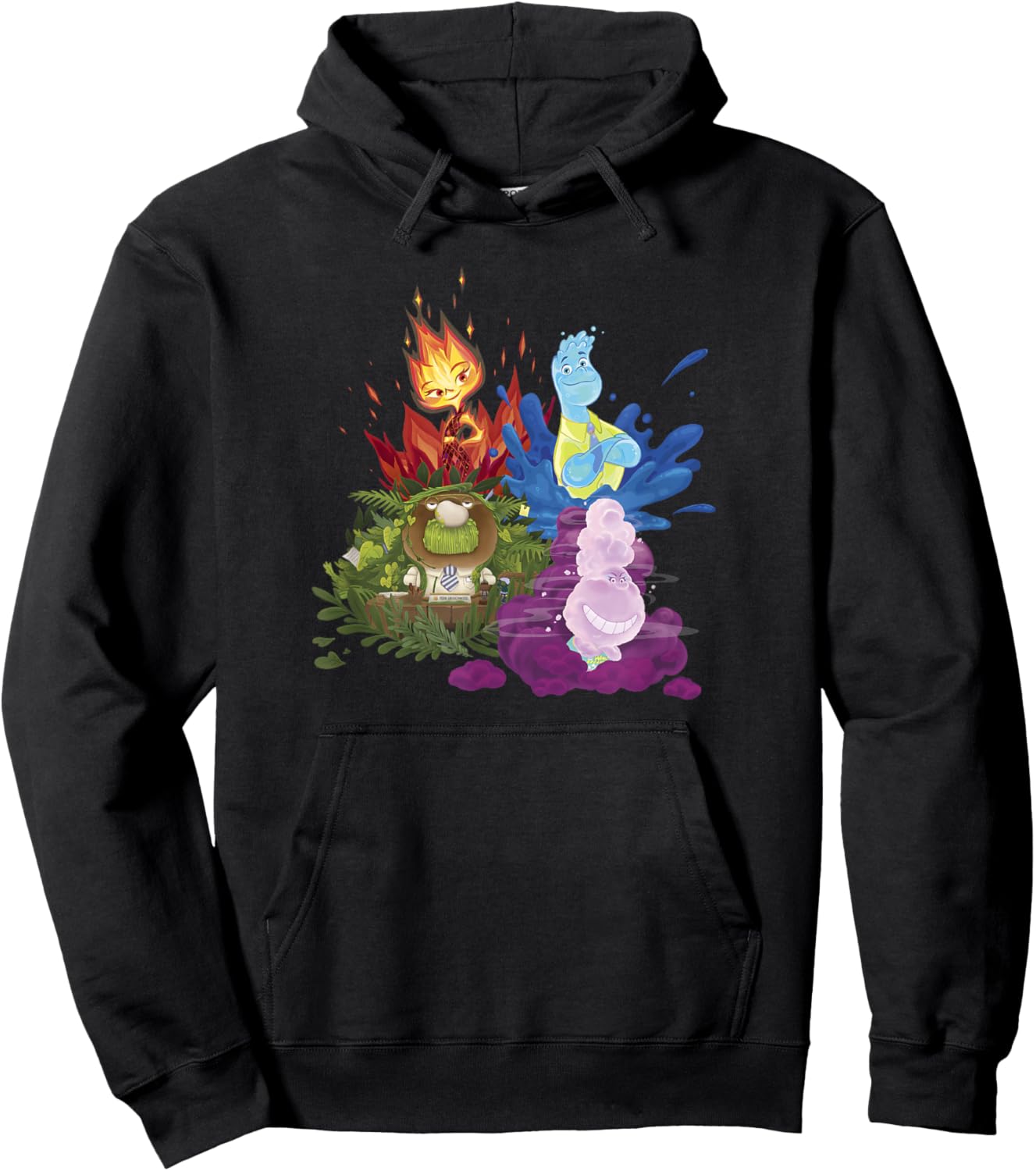 Disney Pixar Elemental Four Elements Group Shot Poster Hoodie - Hoodie | Black