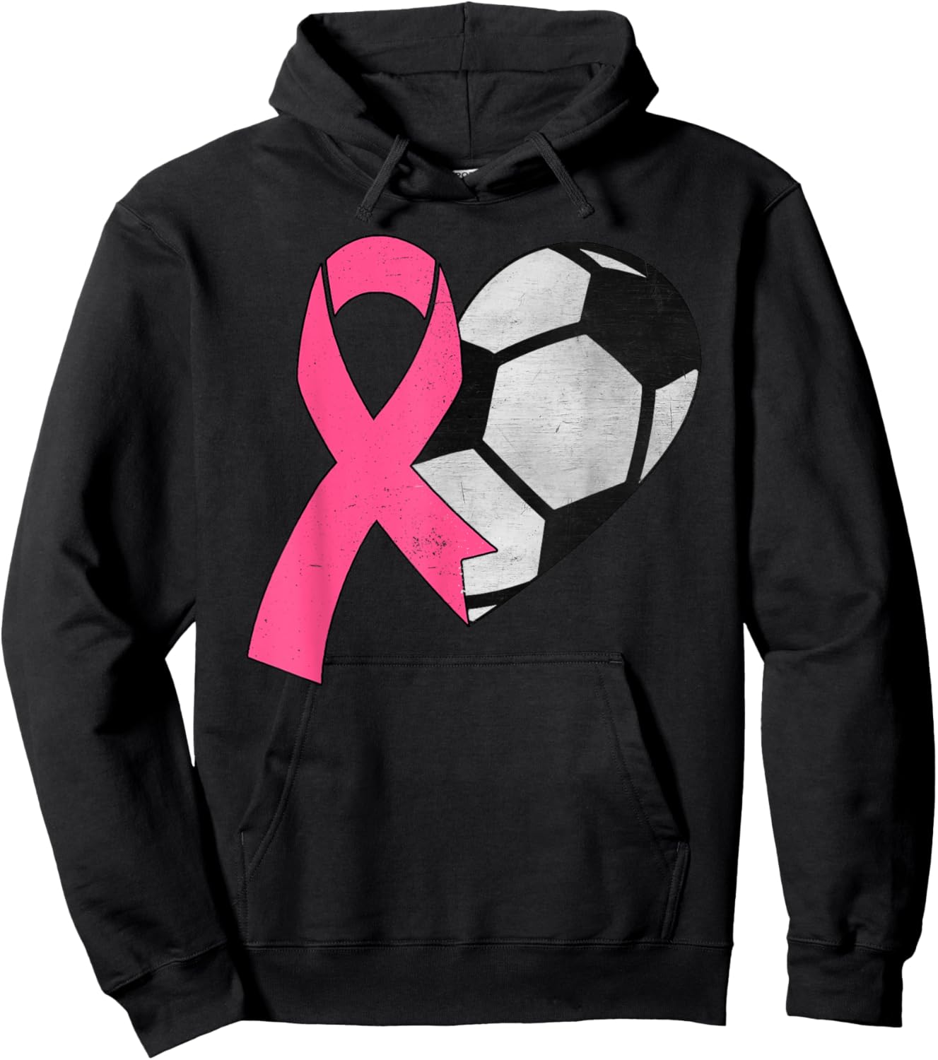 Pink Ribbon Soccer Ball Breast Cancer Awareness Month Women Hoodie - Hoodie | Black