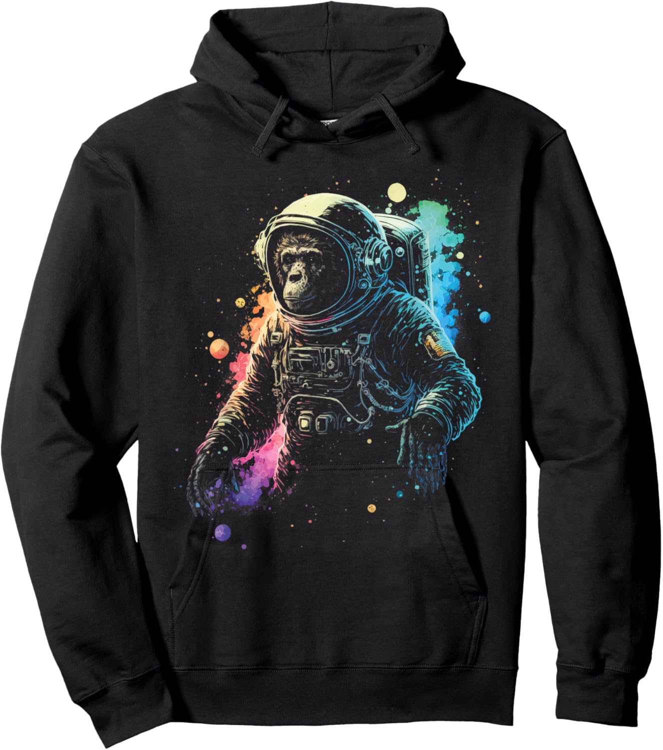 Monkey Astronaut SciFi Chimp Graphic Hoodie - Hoodie | Black