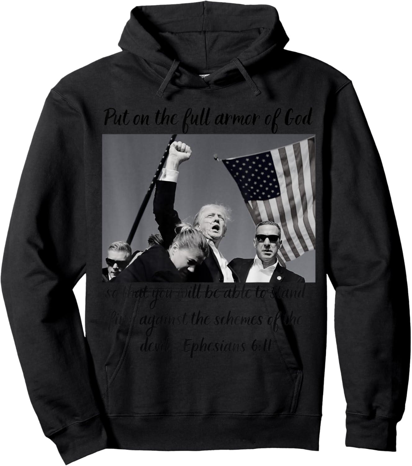 Donald Trump Fist Pump Flag 7 13 Hoodie - Hoodie | Black