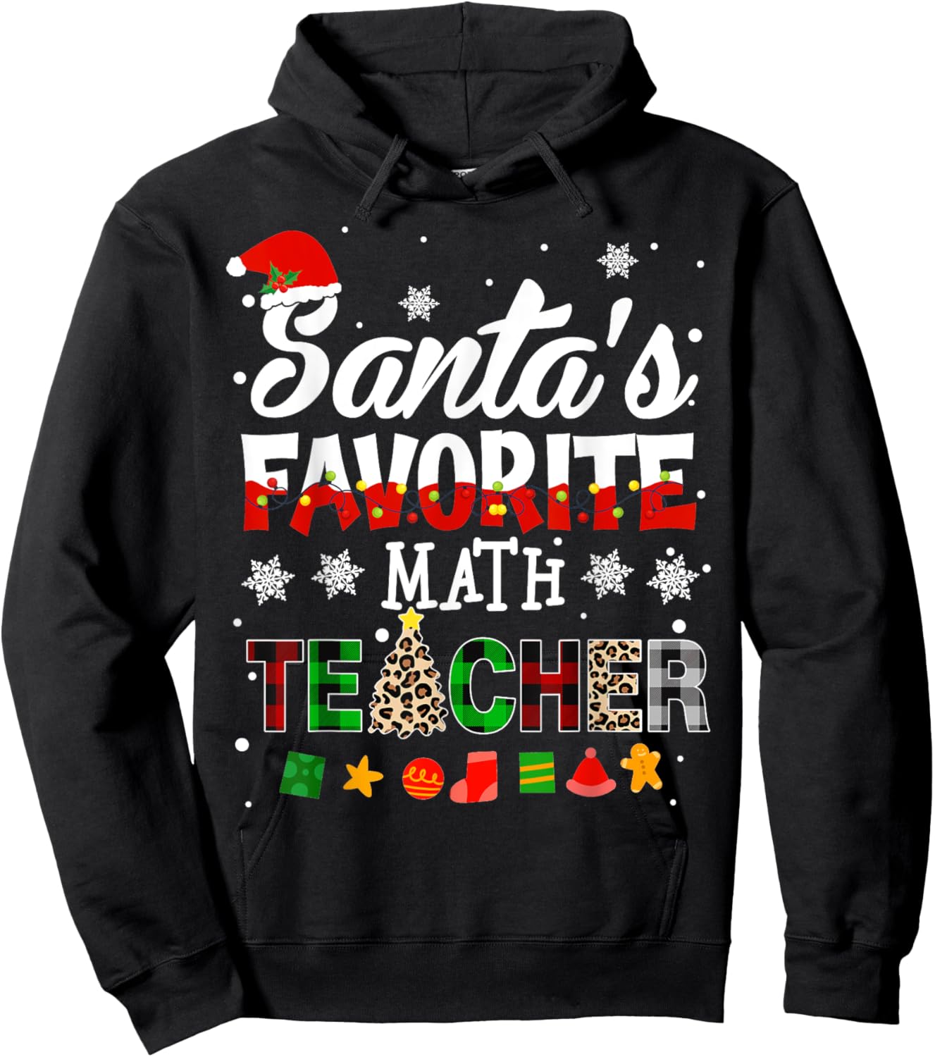 Santa Favorite Math Teacher Christmas Matching Hoodie - Hoodie | Black