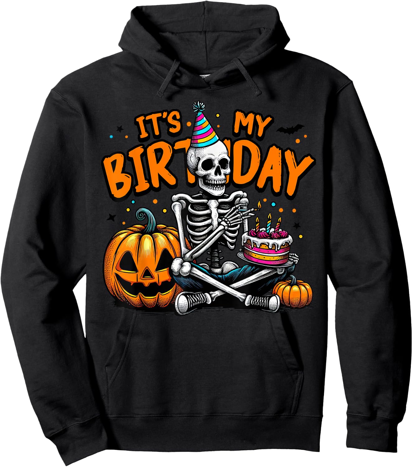 It's My Birthday Skeleton Happy Halloween Birthday Party Hoodie - Hoodie | Black