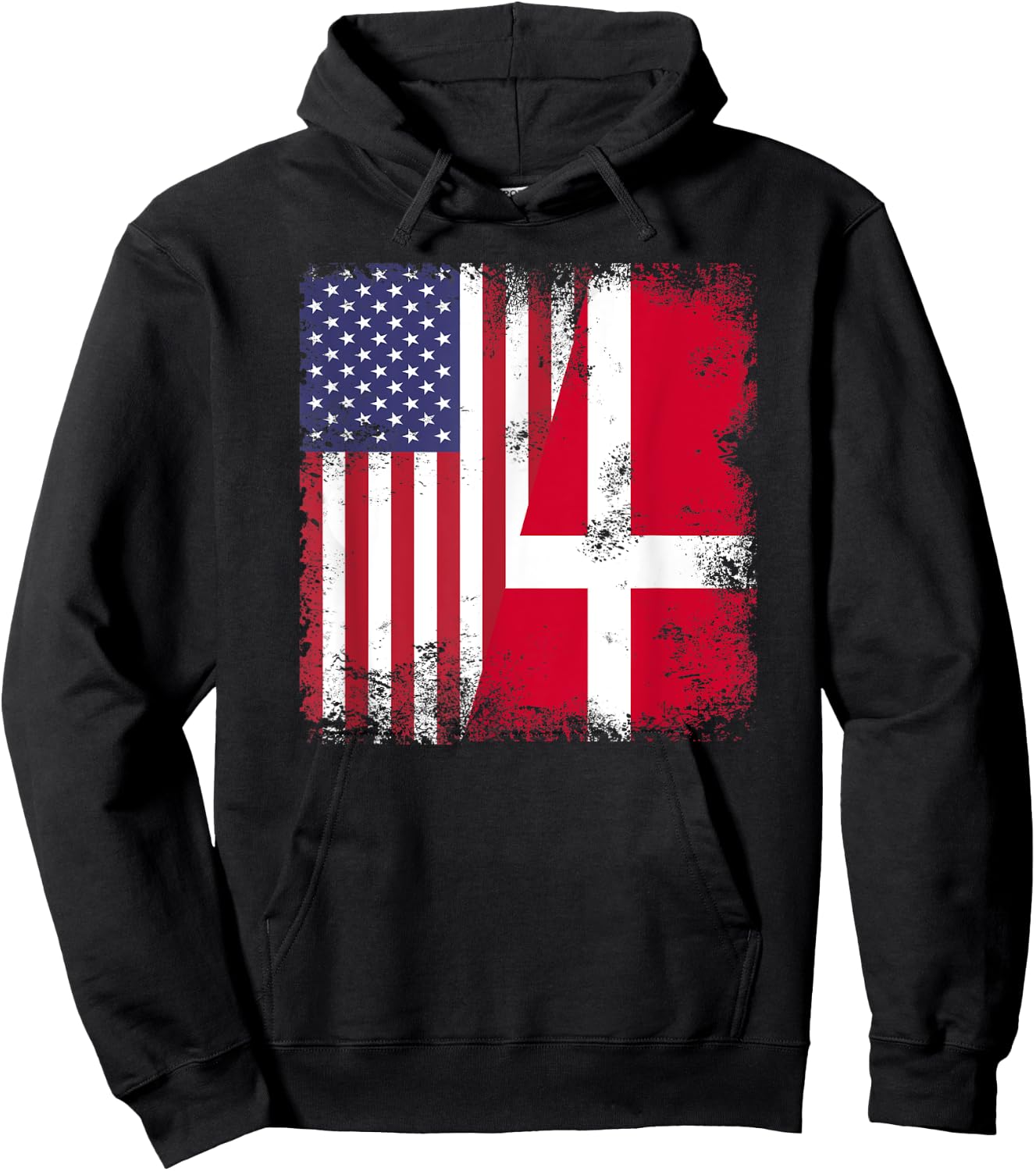 Half Danish Dane Flag | Vintage Denmark USA Gift Hoodie - Hoodie | Black