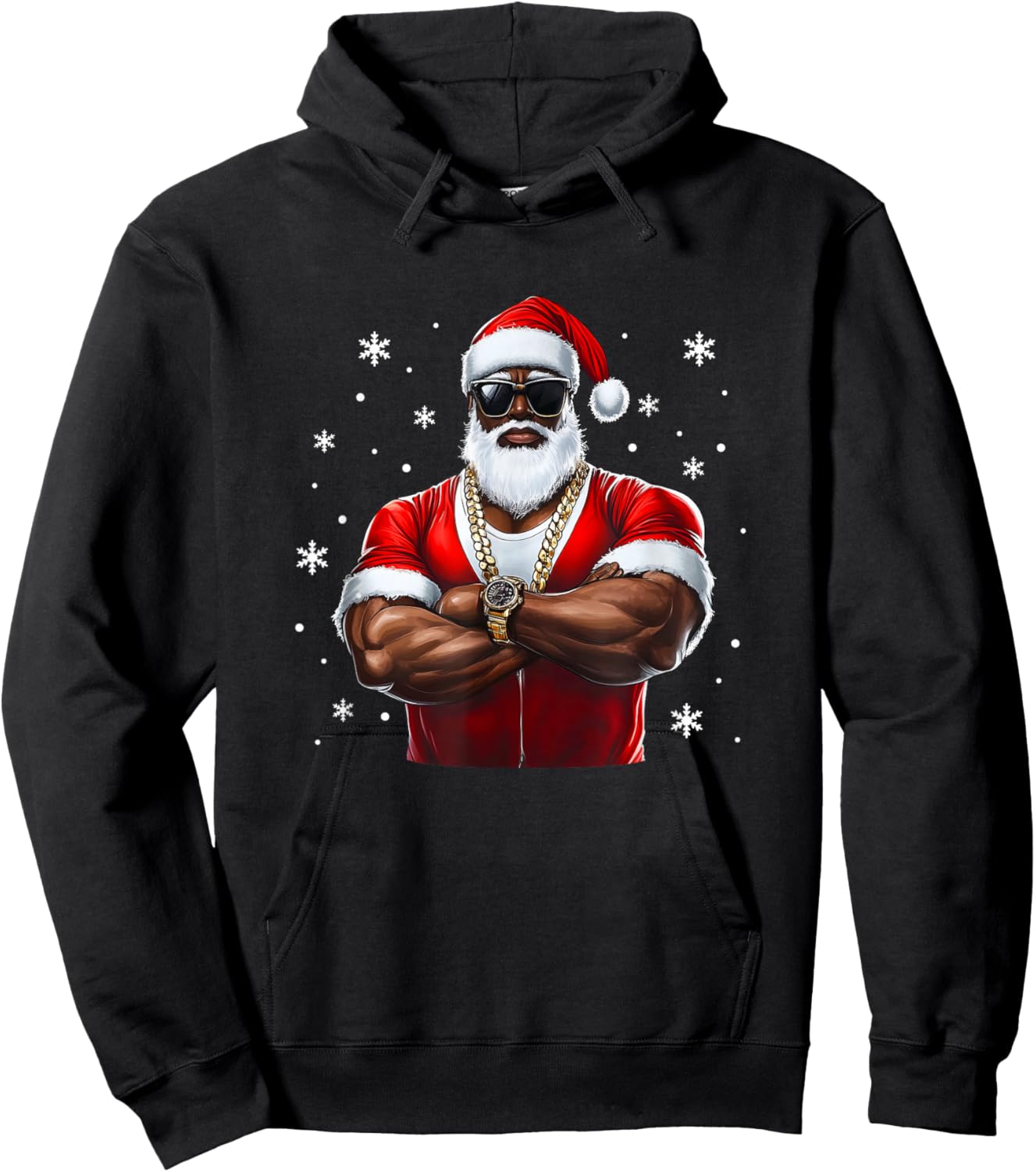 African American Santa Christmas Cool Afro Black X-Mas Hoodie - Hoodie | Black
