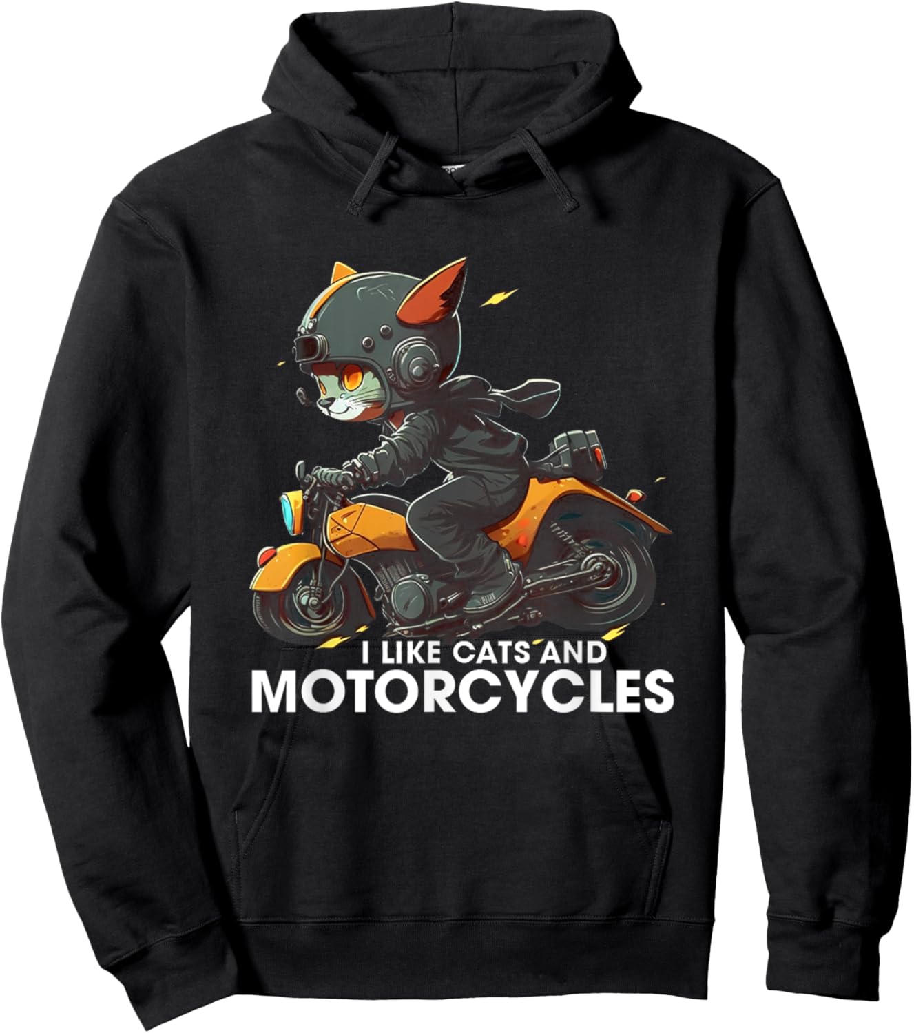 I Like Cats And Motorcycles cat riding motorcycle cute cat Men Women Hoodie - Hoodie | Black