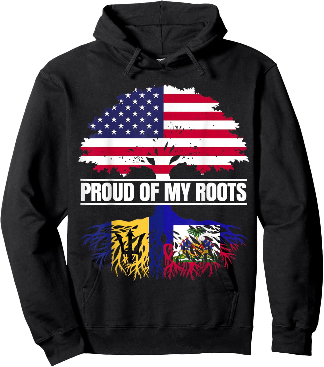 Barbados Haiti Heritage Proud of my Roots Bajan Haitian Hoodie - Hoodie | Black